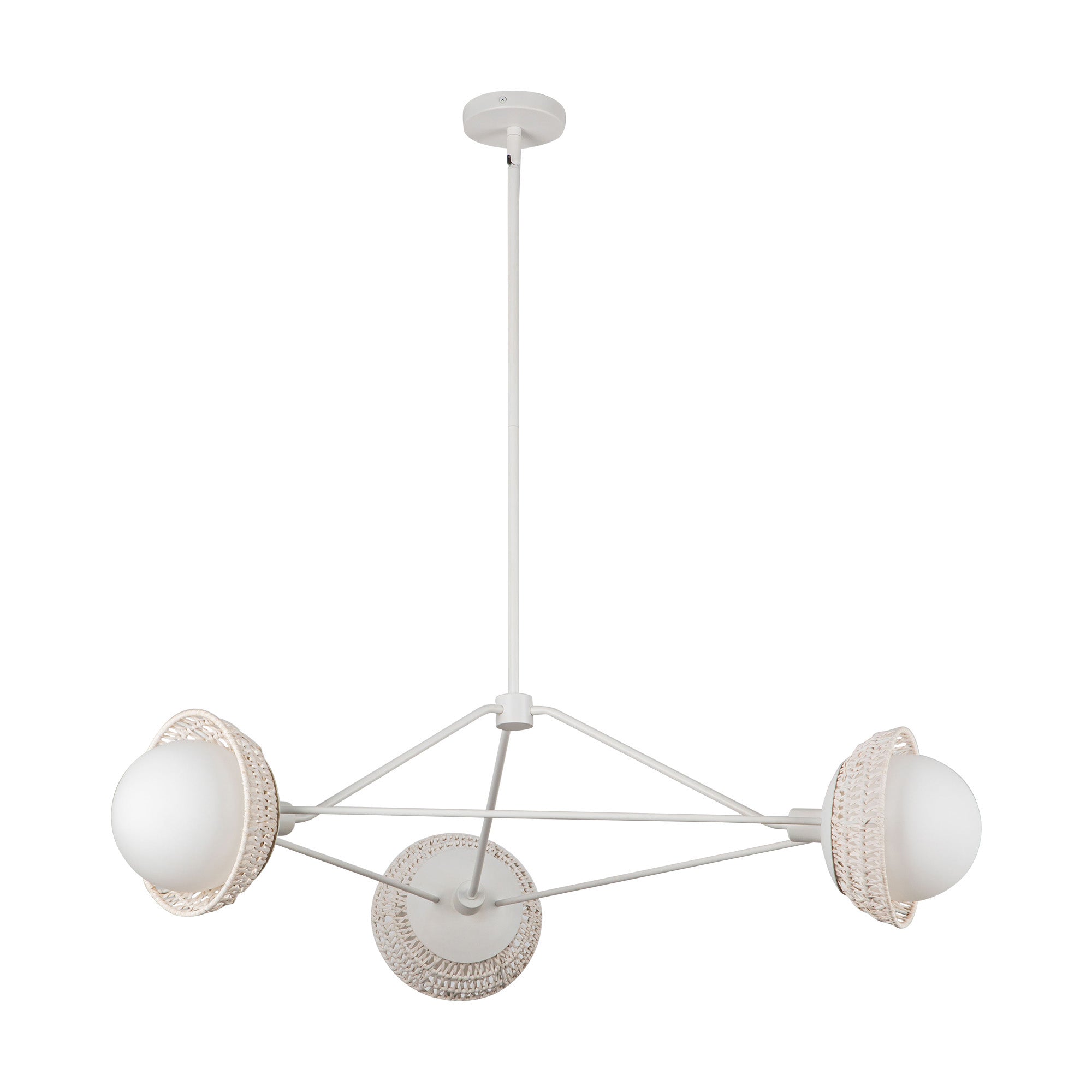 Perth 40-in White/Opal Glass 3 Lights Chandelier