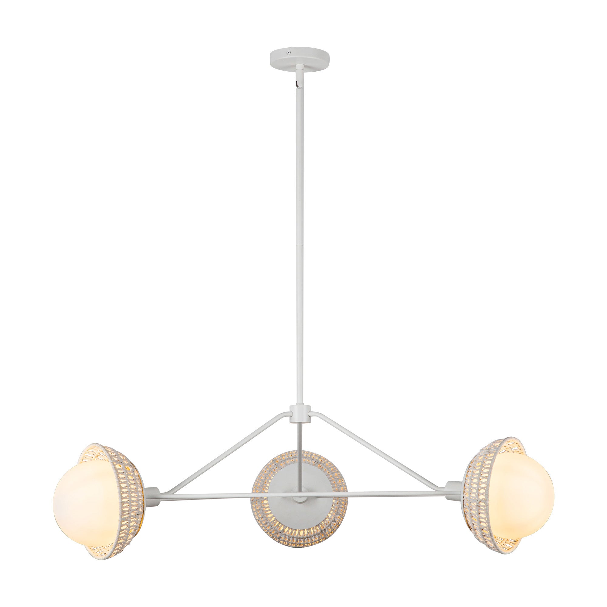 Perth 40-in White/Opal Glass 3 Lights Chandelier