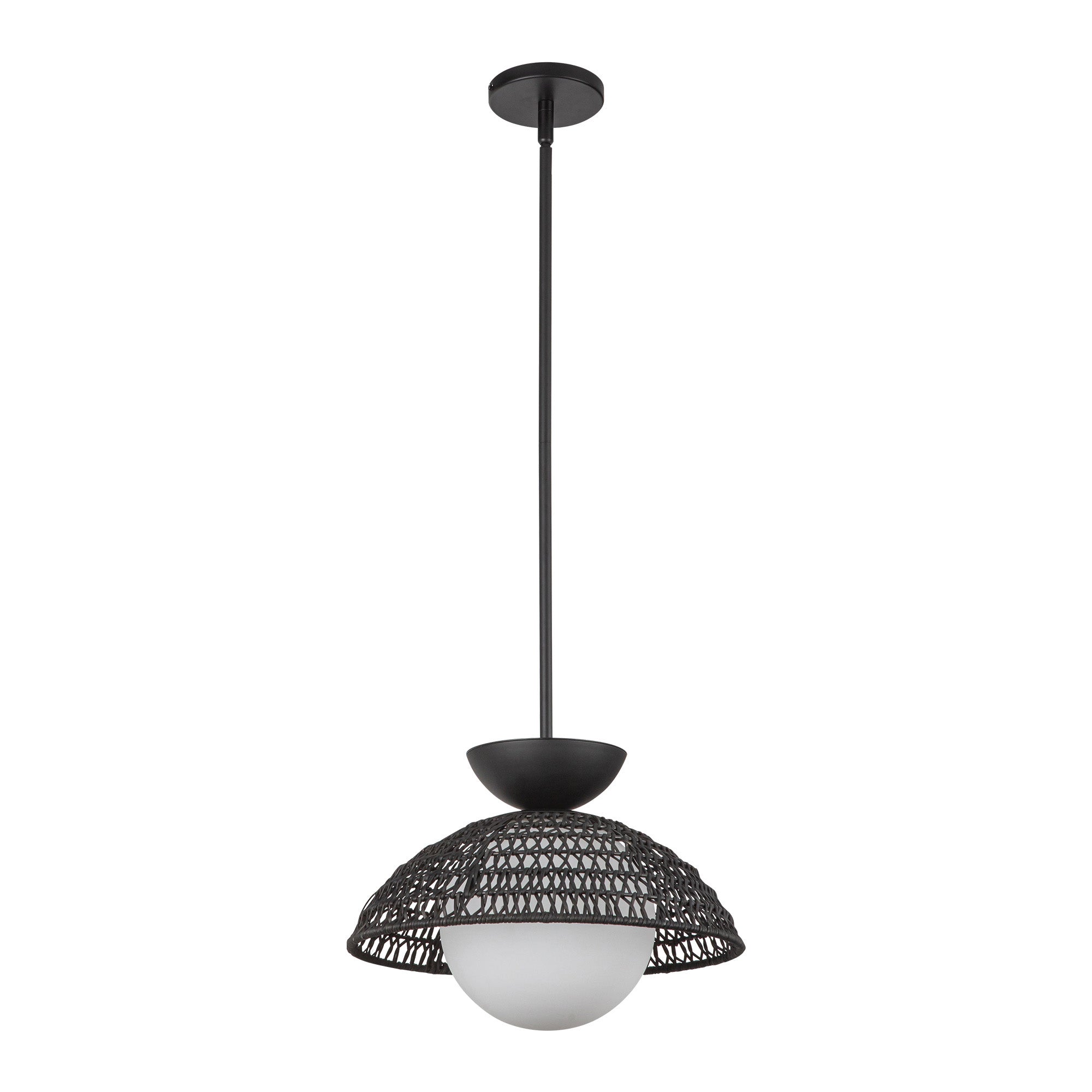 Perth 14-in Matte Black/Opal Glass 1 Light Pendant
