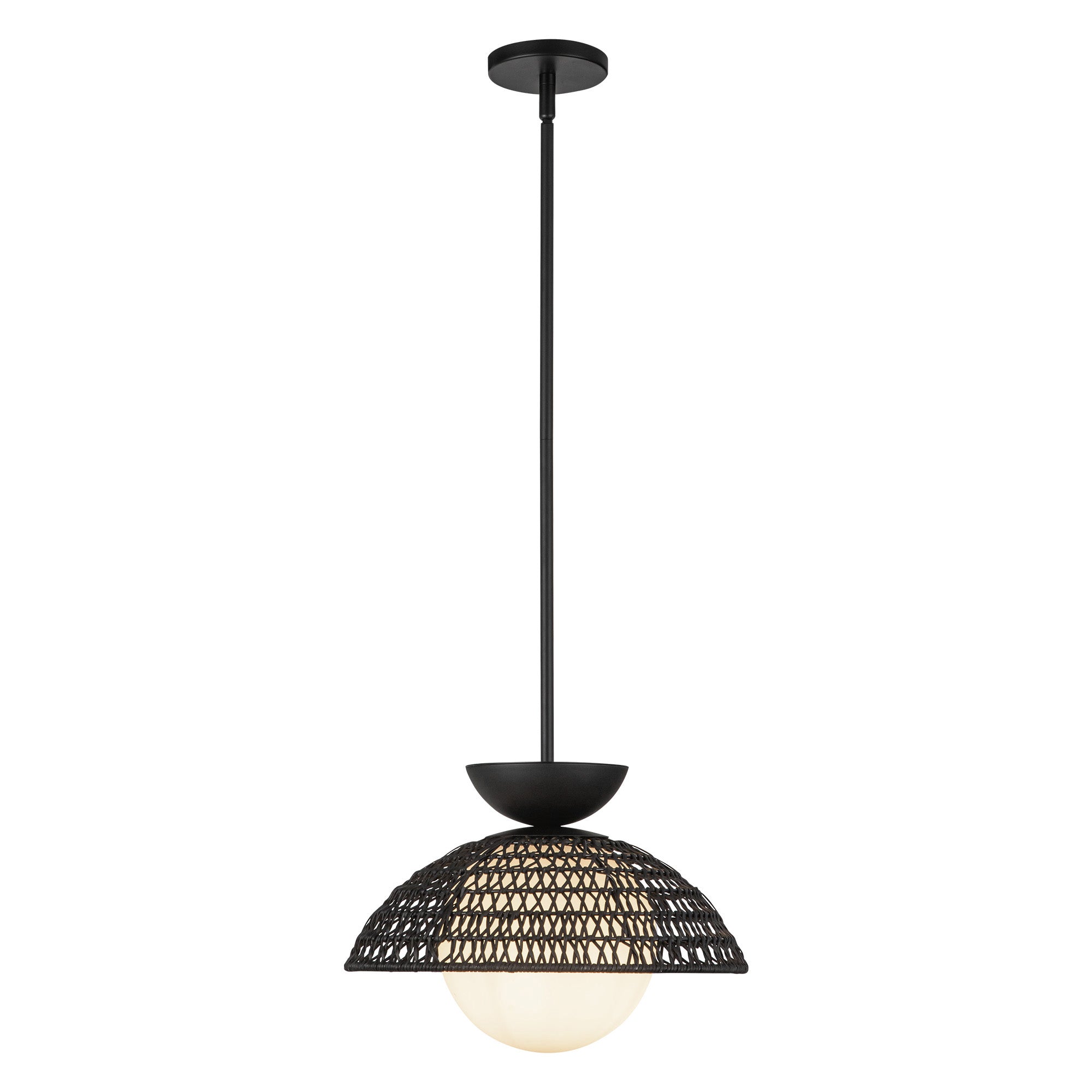 Perth 14-in Matte Black/Opal Glass 1 Light Pendant