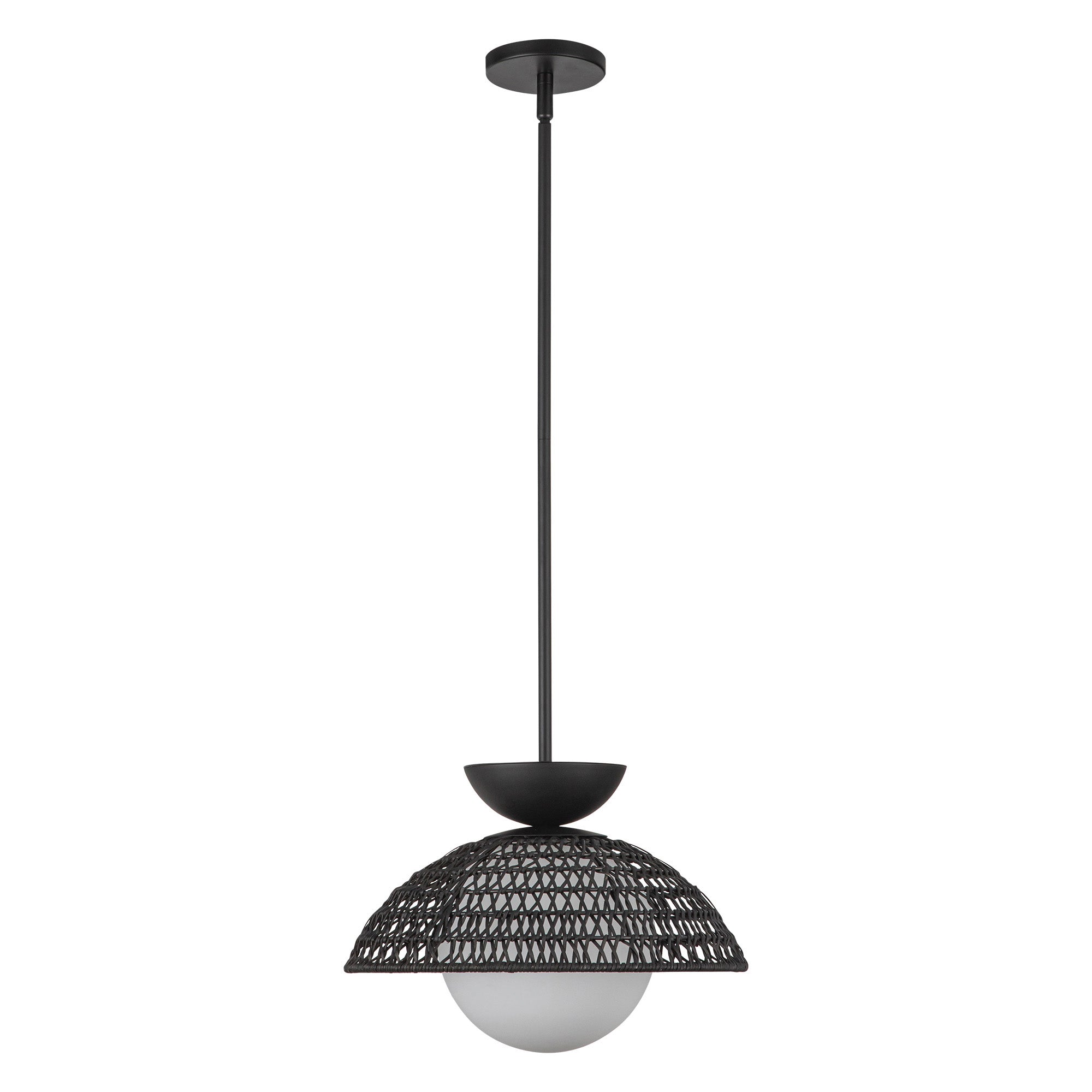 Perth 14-in Matte Black/Opal Glass 1 Light Pendant