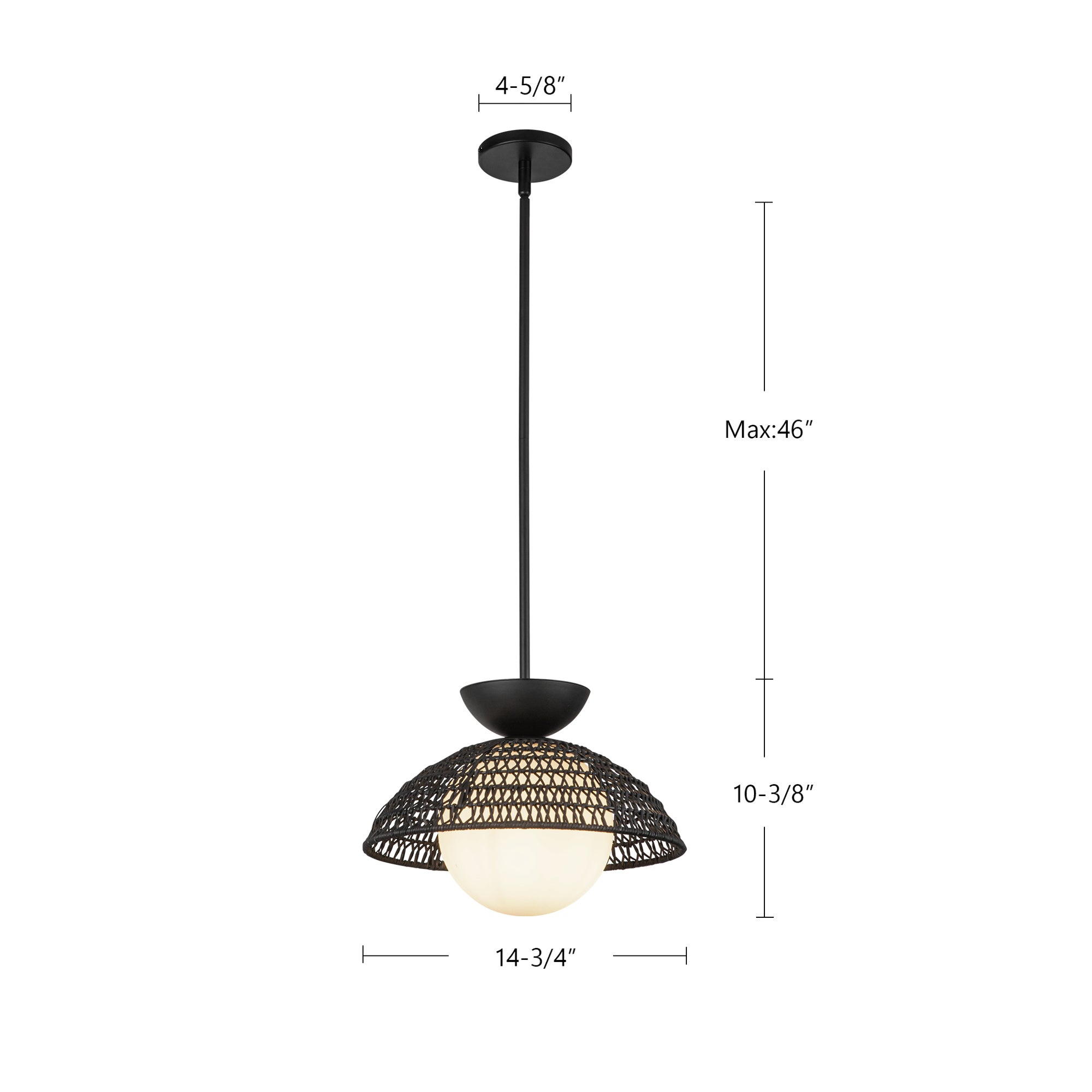 Perth 14-in Matte Black/Opal Glass 1 Light Pendant