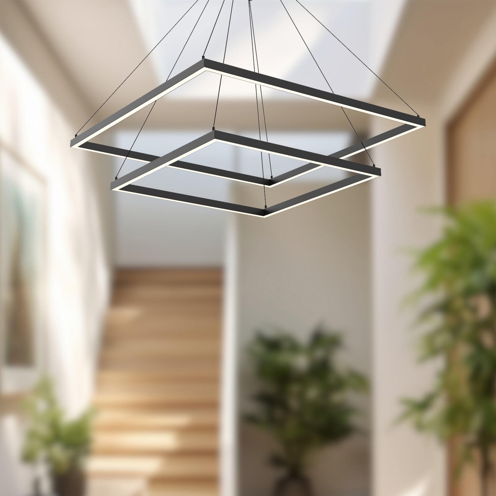 Piazza 32-in Black LED Chandeliers