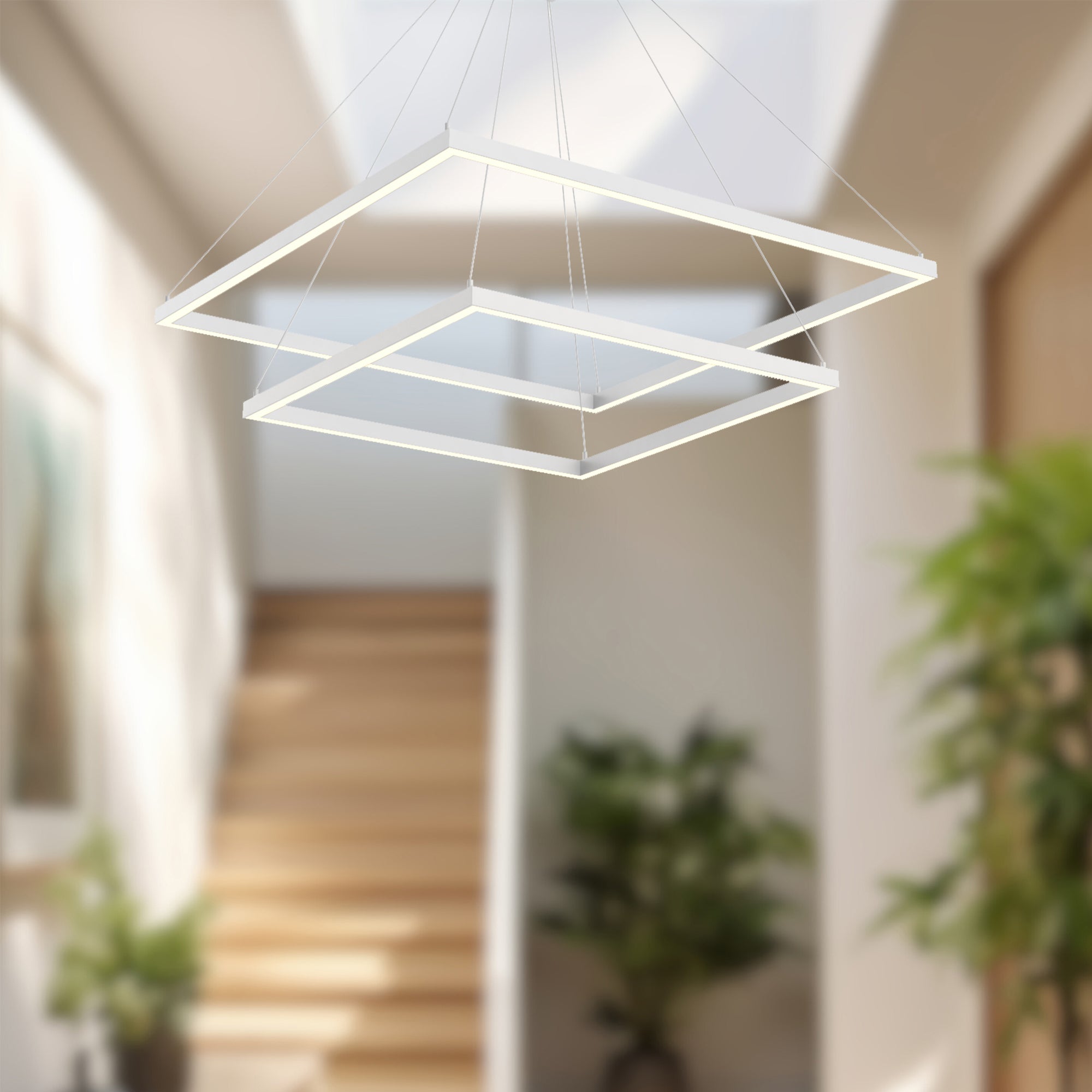 Piazza 32-in White LED Chandeliers