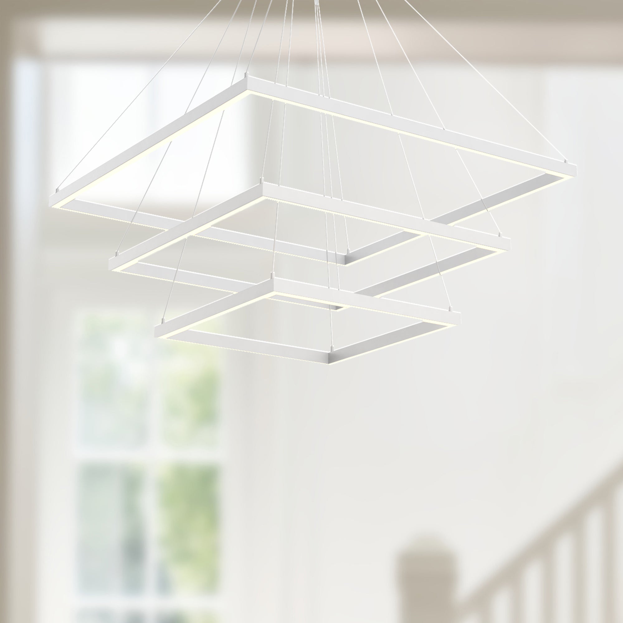 Piazza 32-in White LED Chandeliers