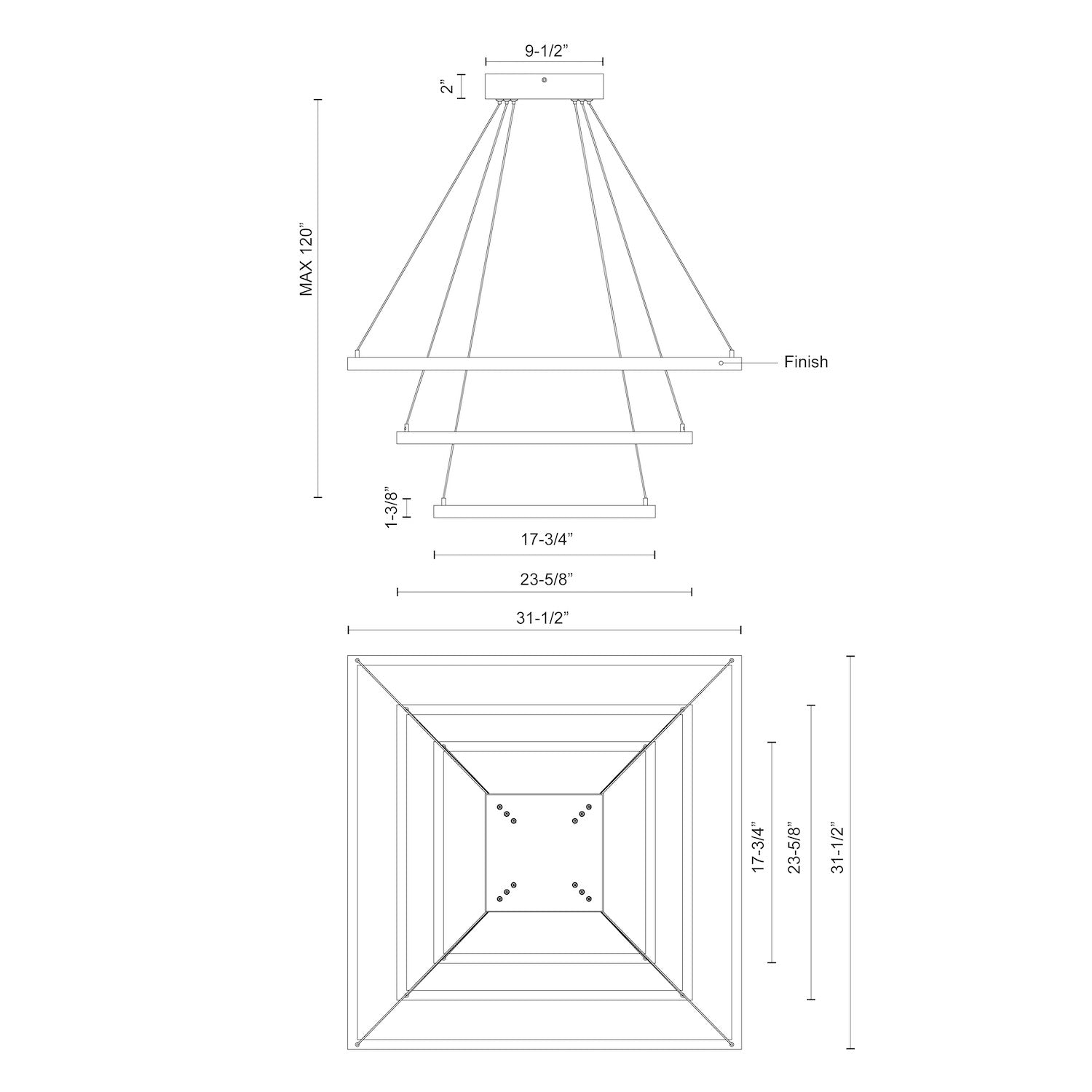 Piazza 32-in White LED Chandeliers