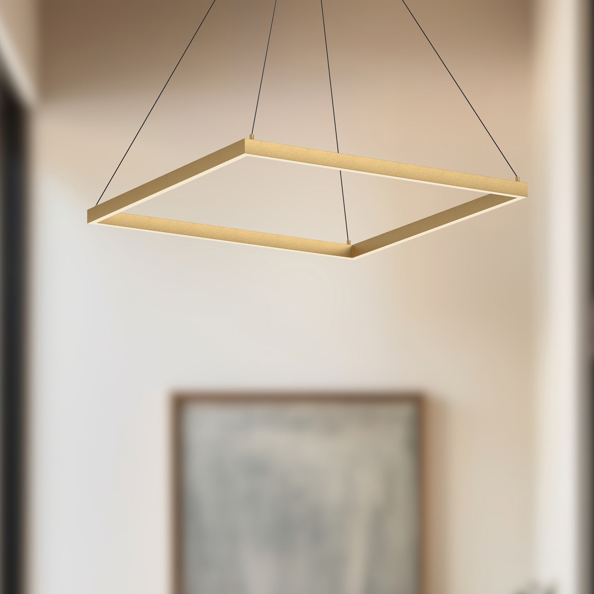 Piazza 32-in Brushed Gold LED Pendant