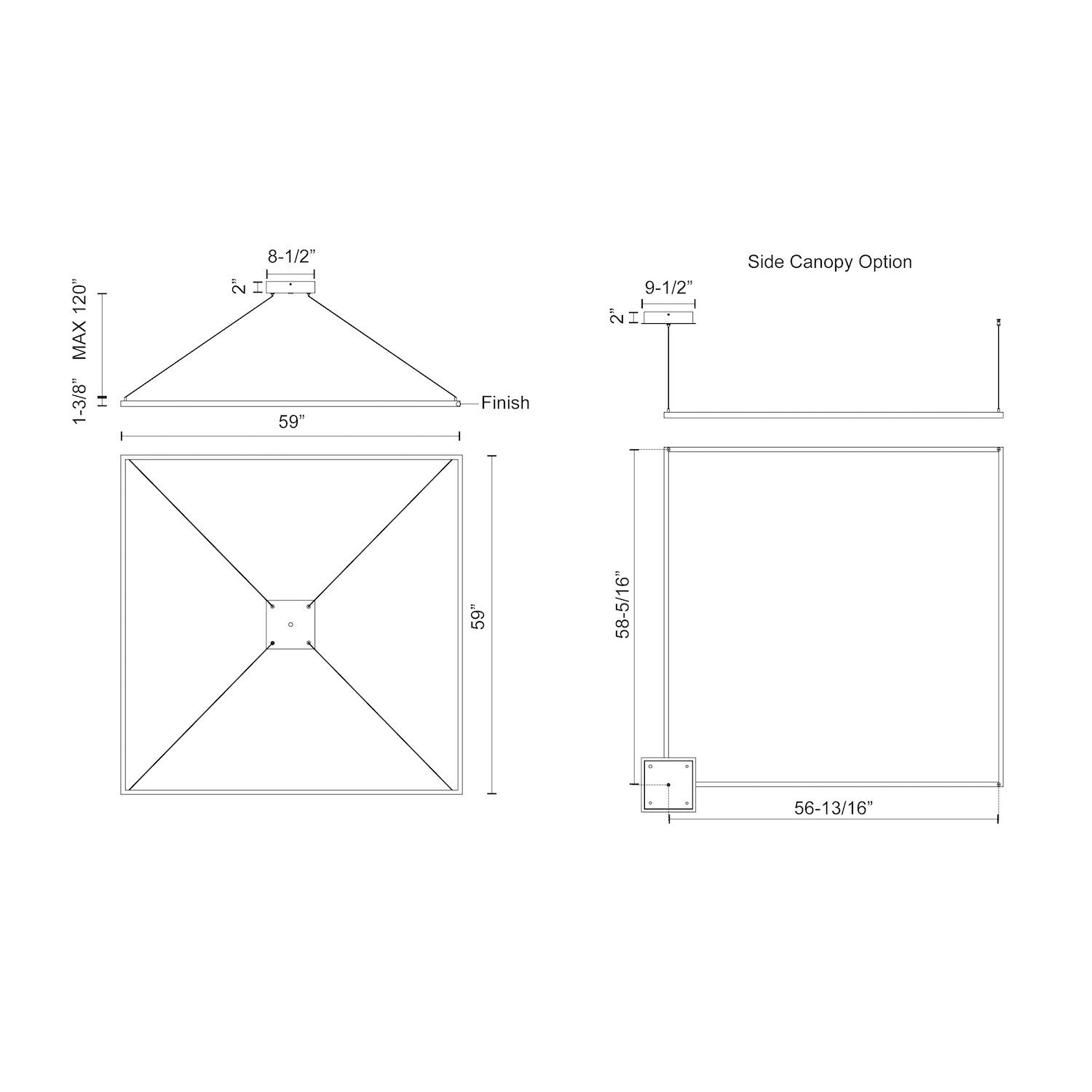 Piazza 60-in Brushed Gold LED Pendant