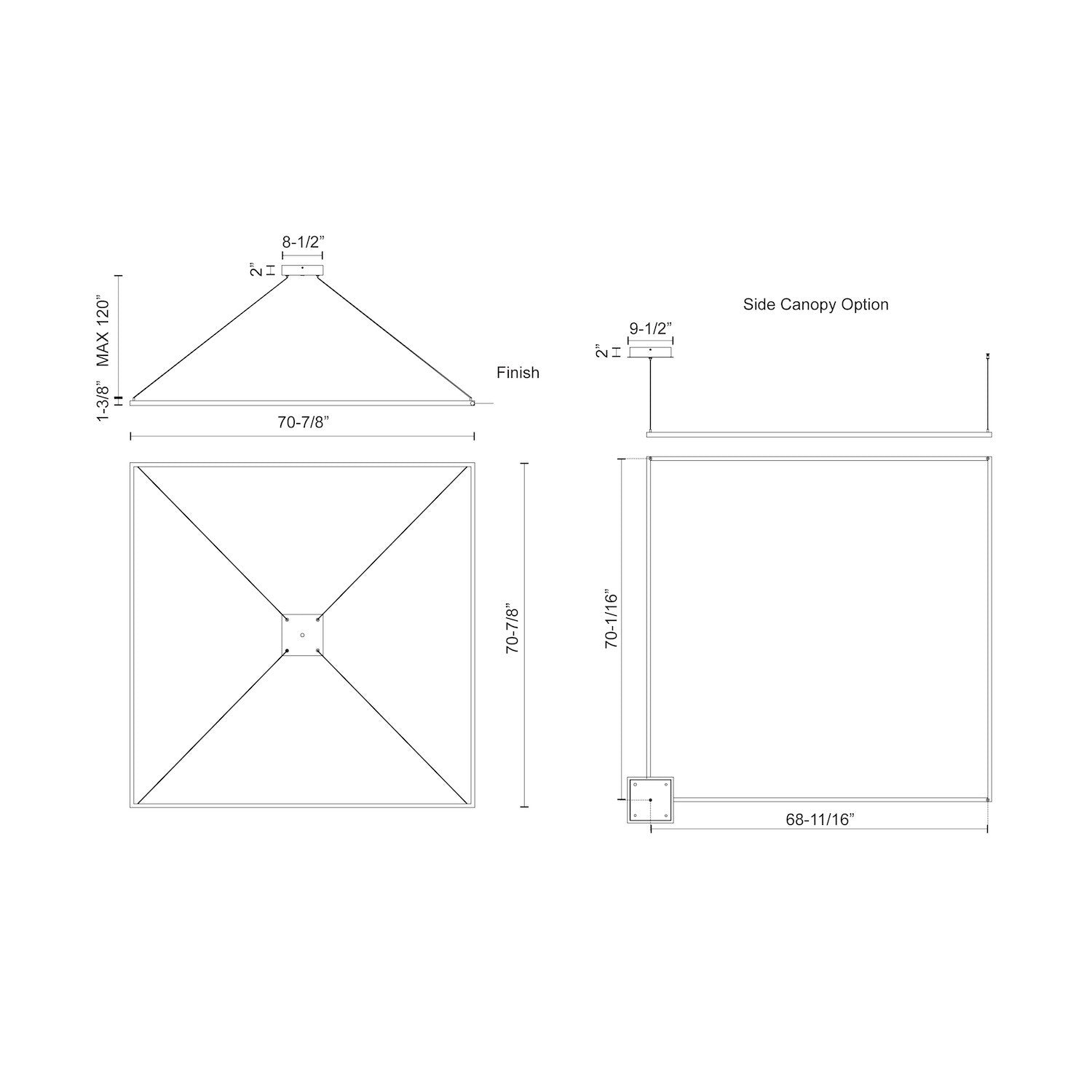 Piazza 72-in Black LED Pendant