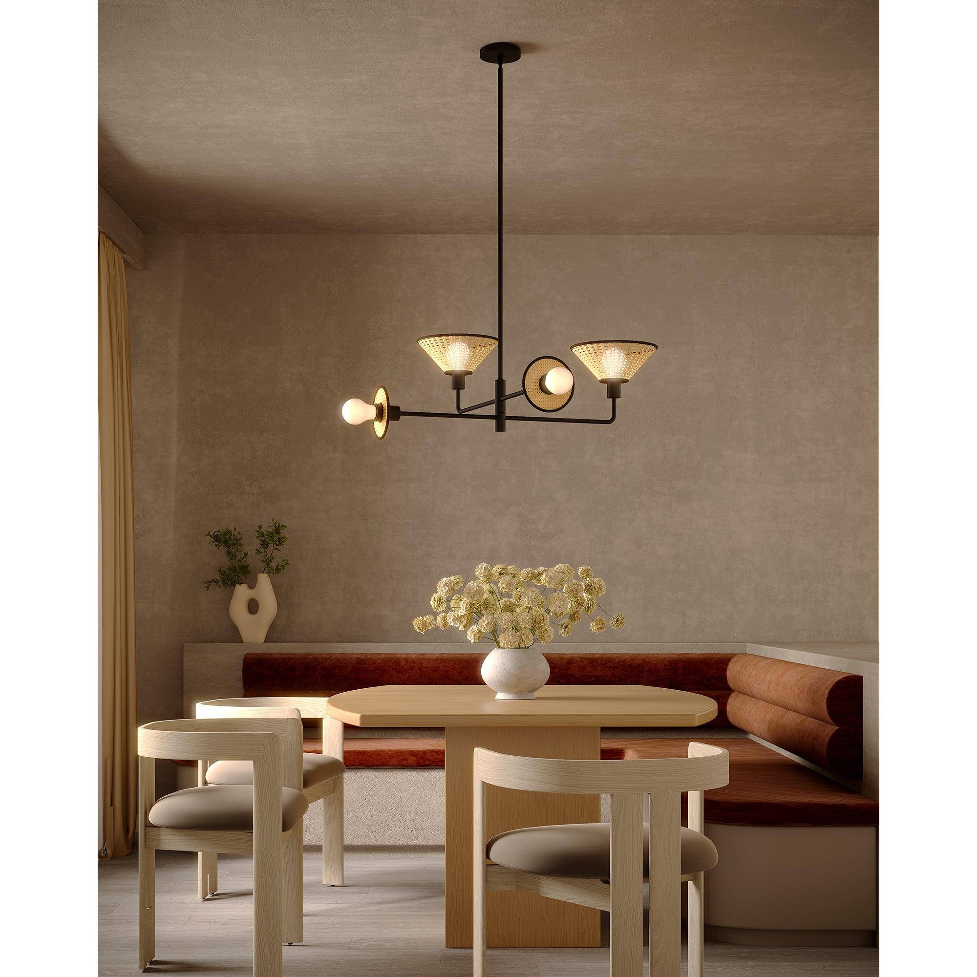 Piper 38-in Matte Black Socket Chandelier