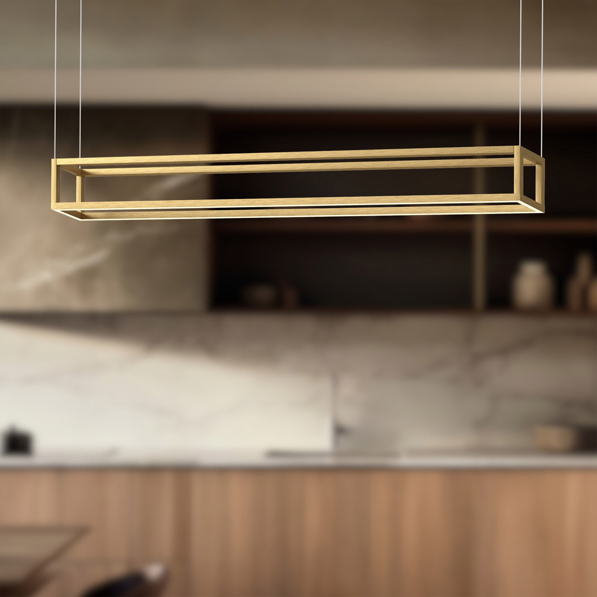 Plaza 48-in Brushed Gold LED Linear Pendant