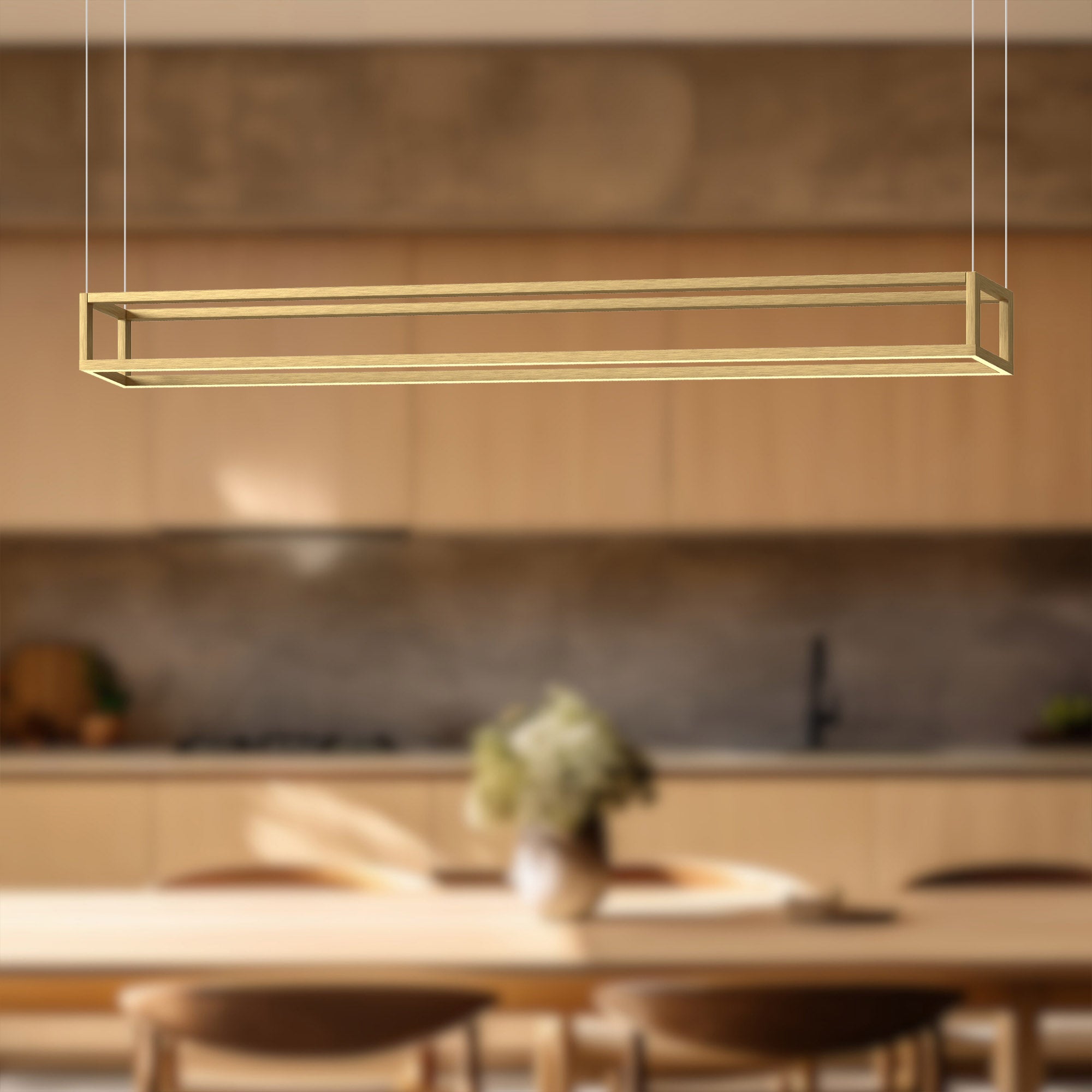 Plaza 60-in Brushed Gold LED Linear Pendant