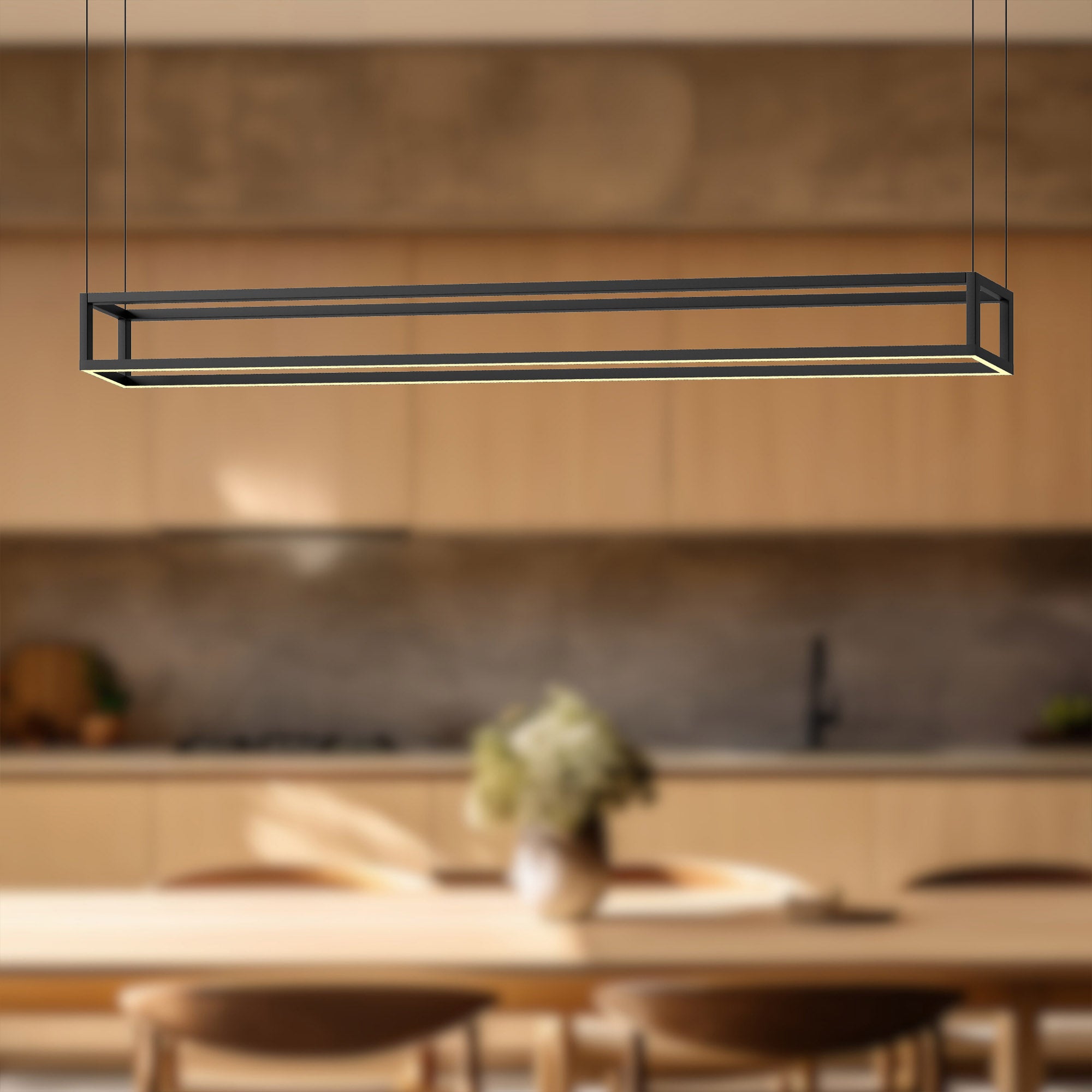 Plaza 60-in Black LED Linear Pendant
