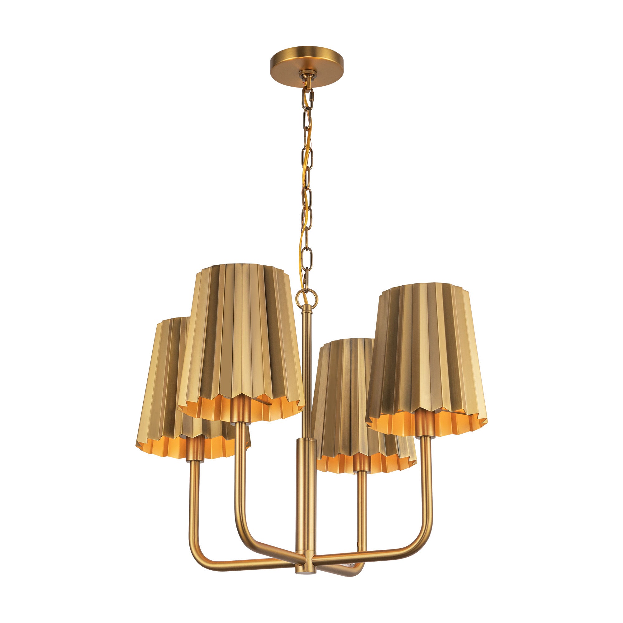 Plisse 23-in Aged Gold 4 Lights Chandeliers