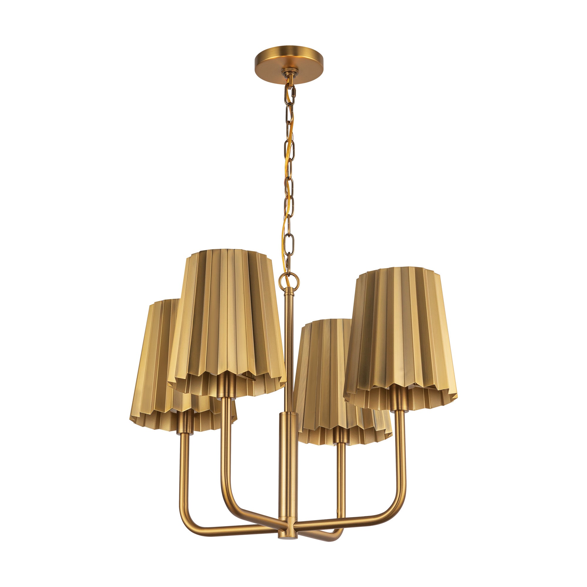 Plisse 23-in Aged Gold 4 Lights Chandeliers