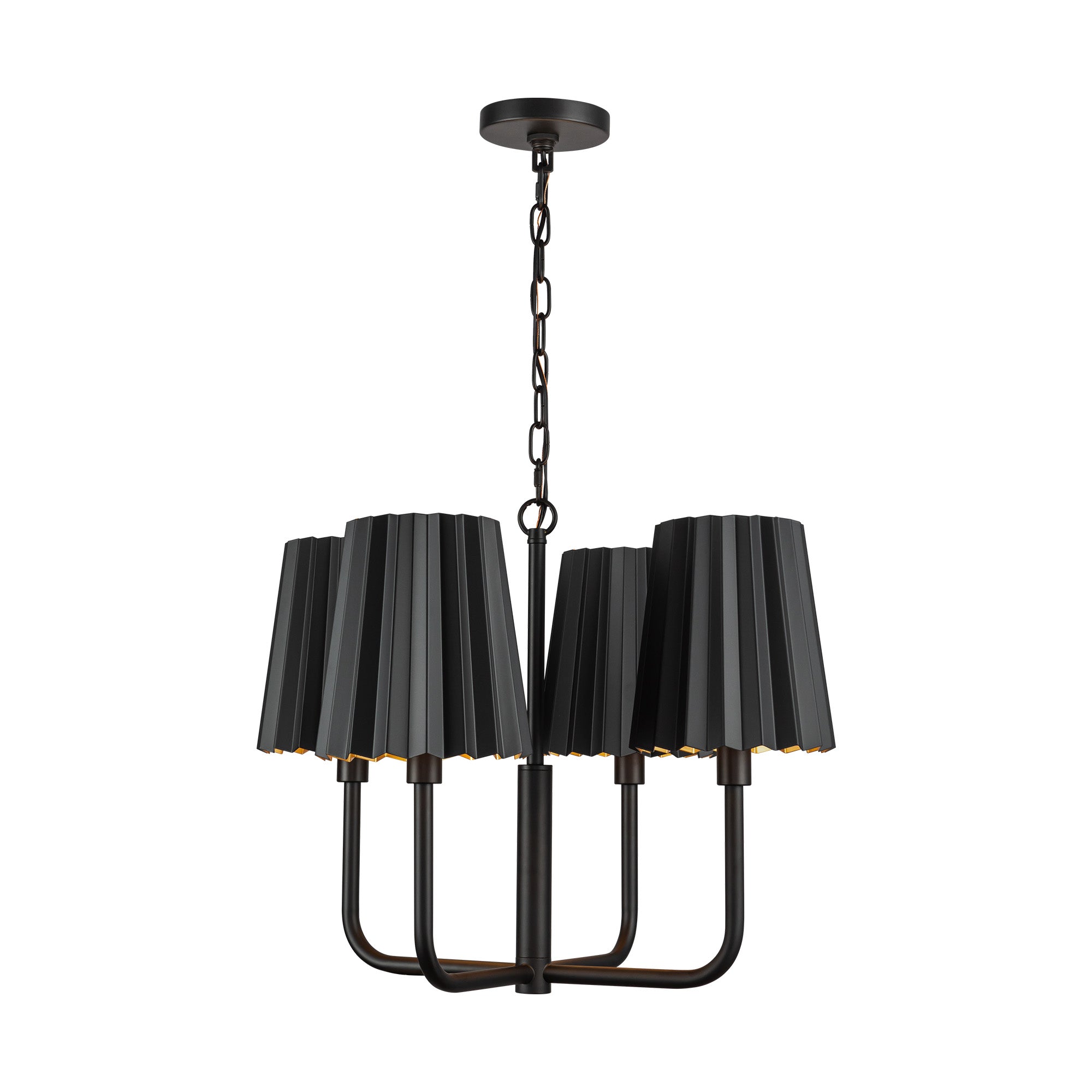 Plisse 23-in Matte Black 4 Lights Chandeliers