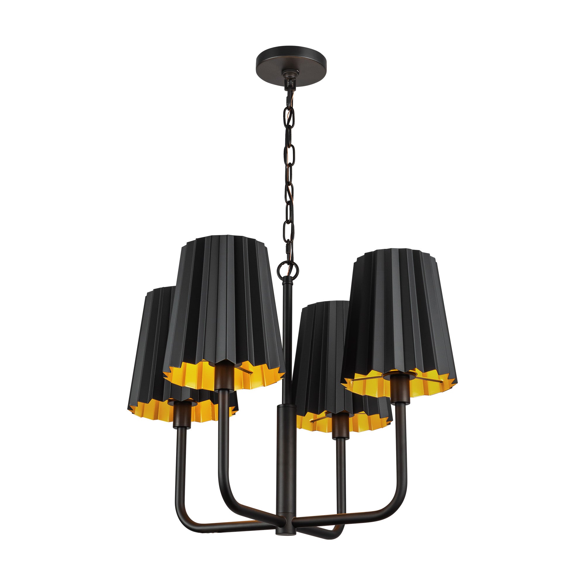 Plisse 23-in Matte Black 4 Lights Chandeliers