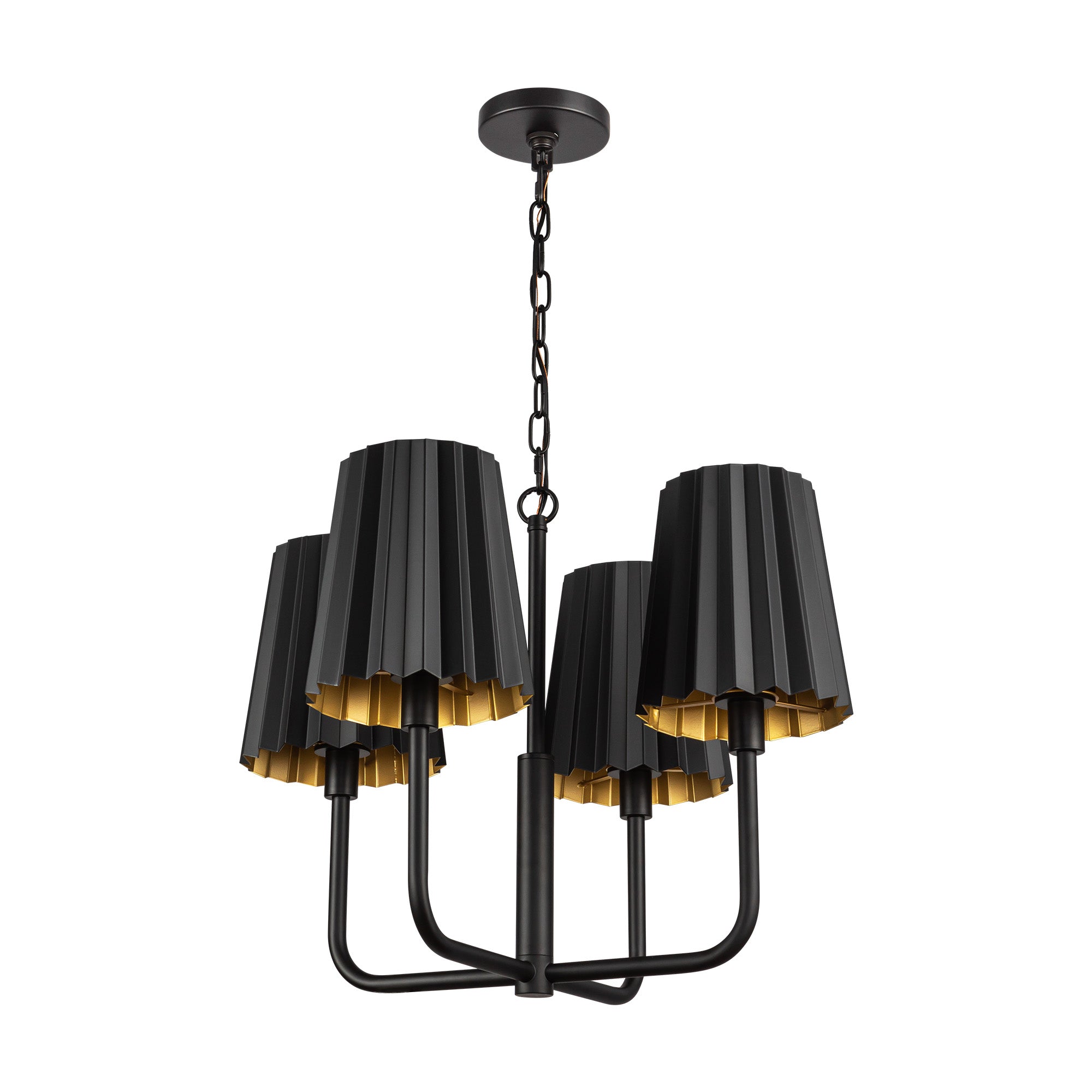 Plisse 23-in Matte Black 4 Lights Chandeliers
