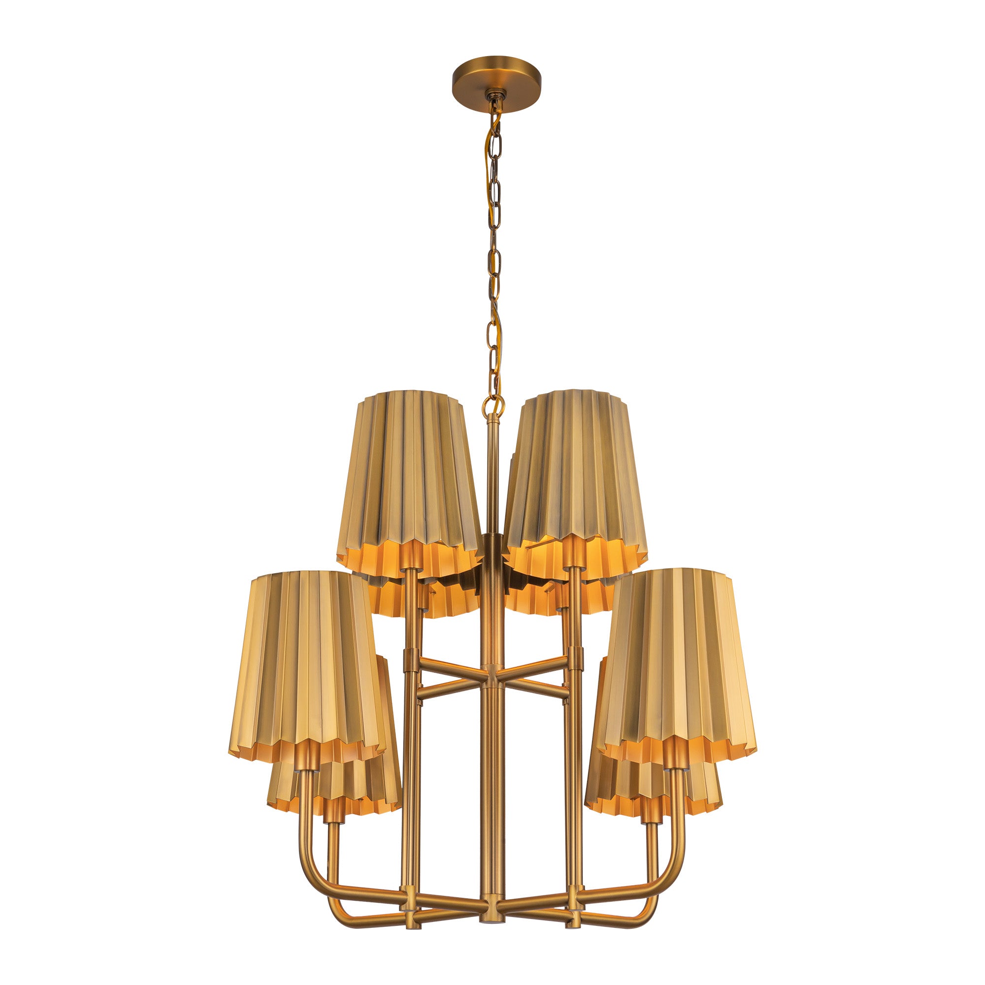 Plisse 30-in Aged Gold 8 Lights Chandeliers