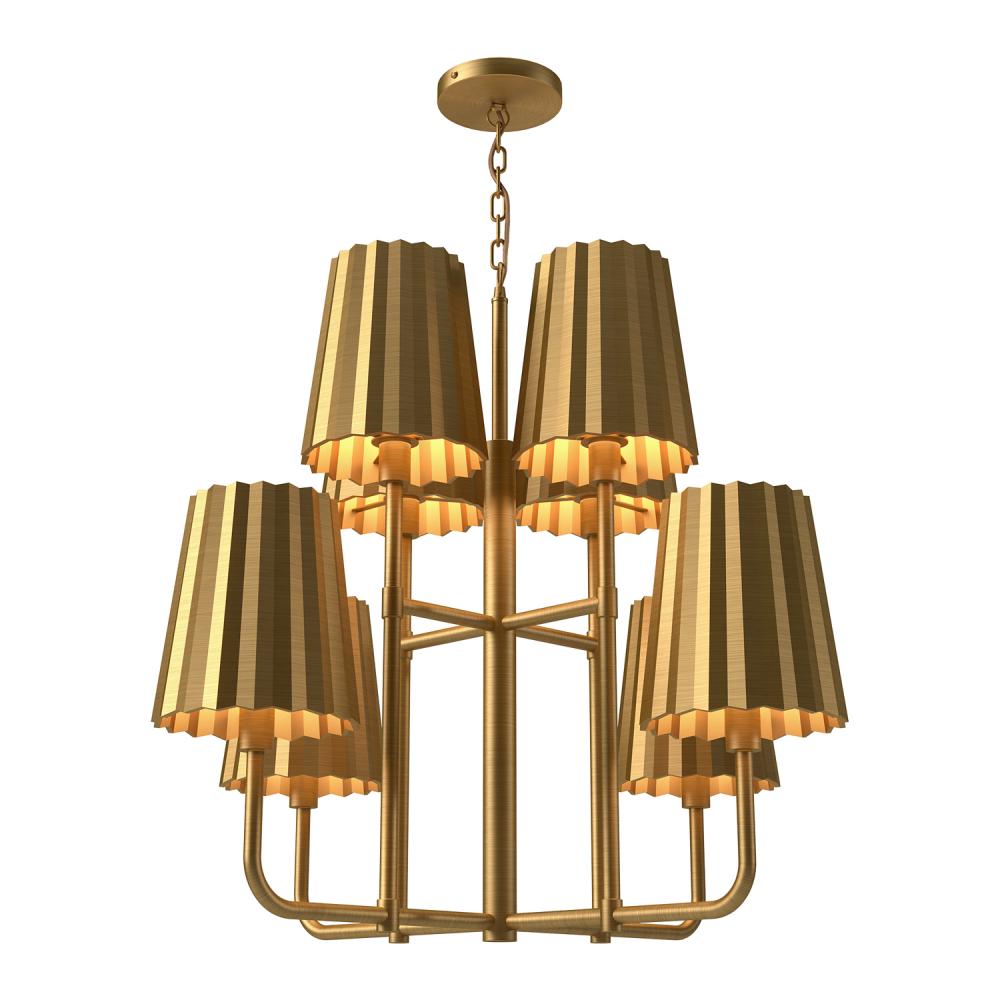 Alora Lighting PLISSE CH528830AG Chandelier - Aged Gold