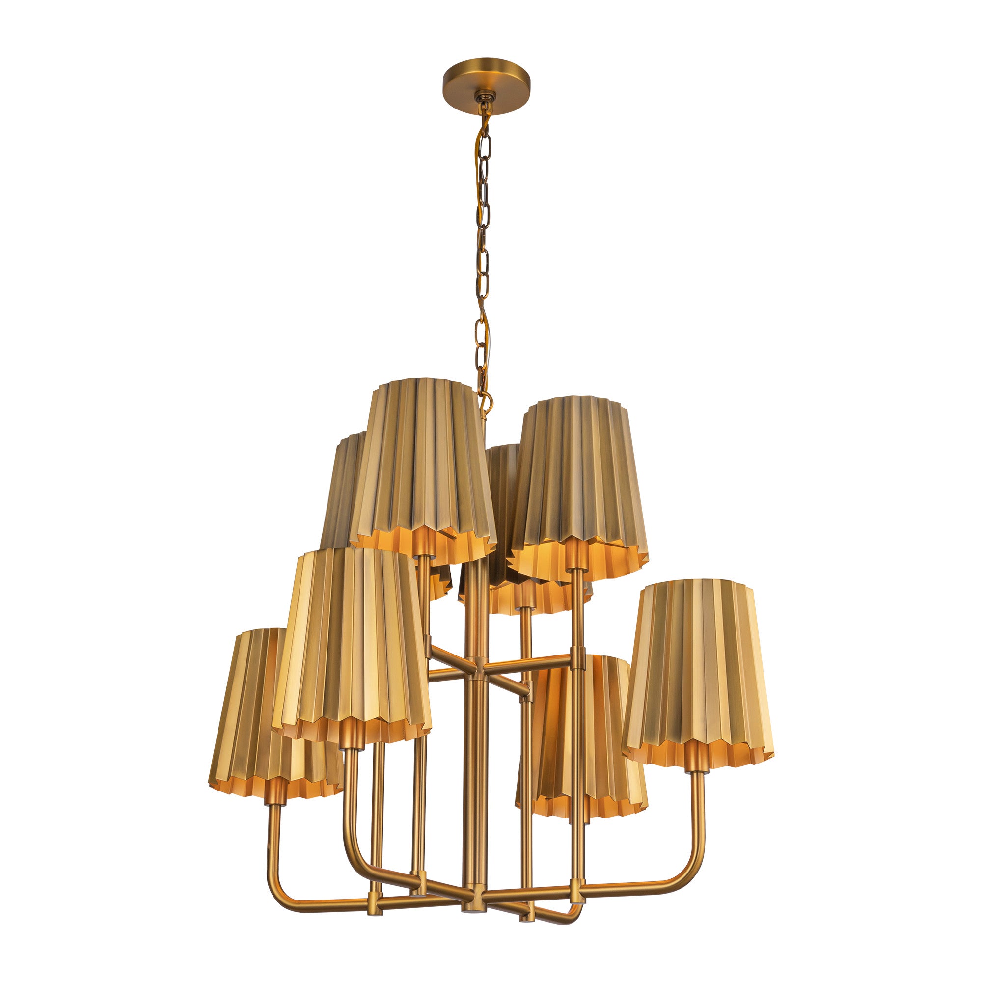 Plisse 30-in Aged Gold 8 Lights Chandeliers