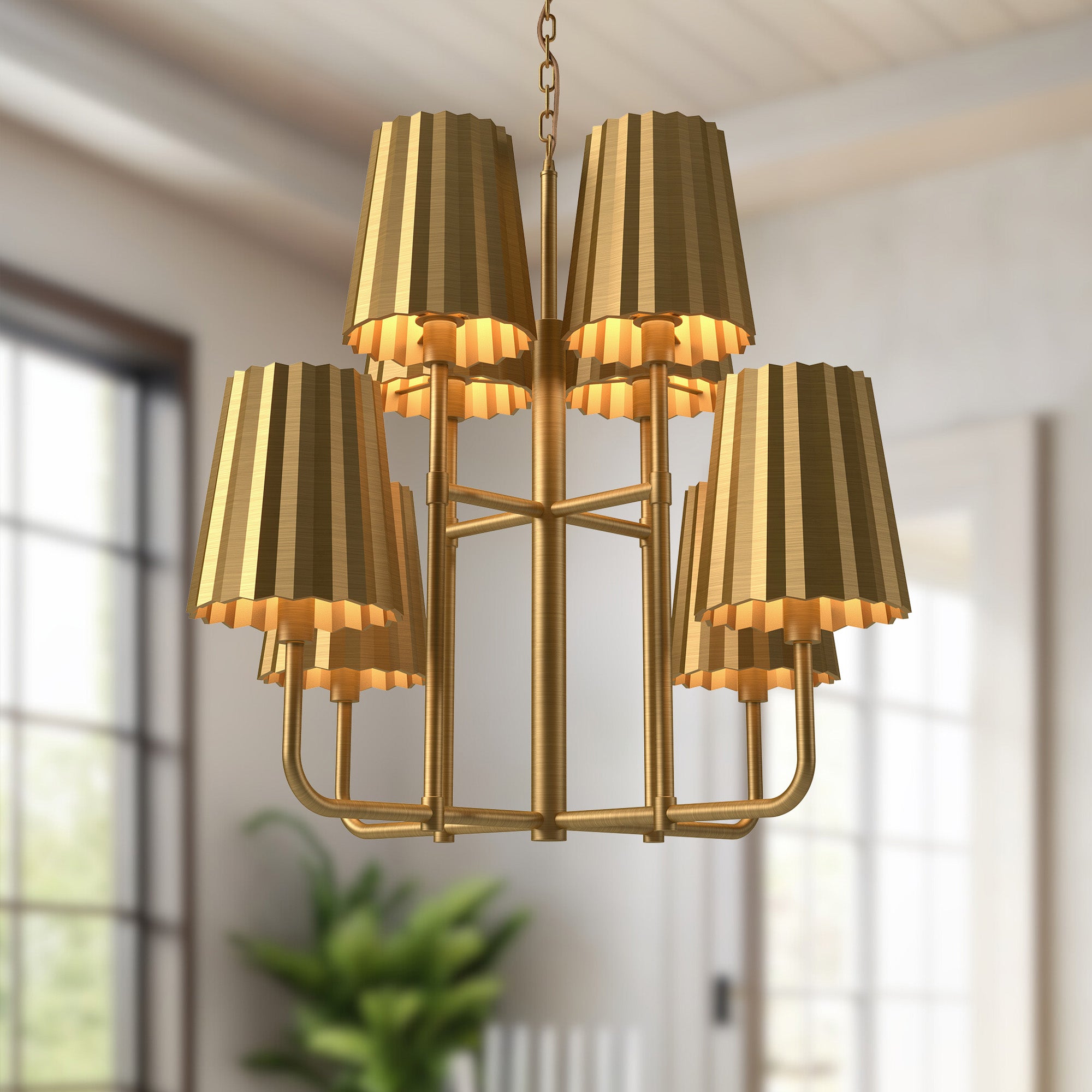 Plisse 30-in Aged Gold 8 Lights Chandeliers