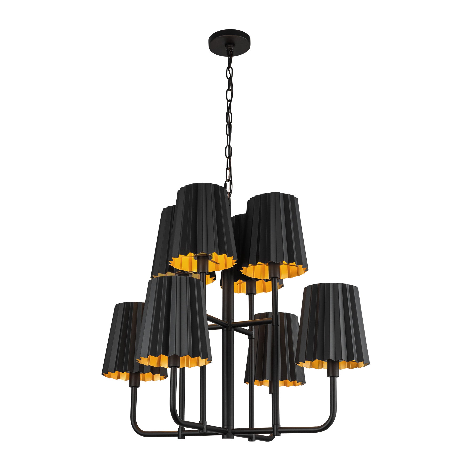 Plisse 30-in Matte Black 8 Lights Chandeliers