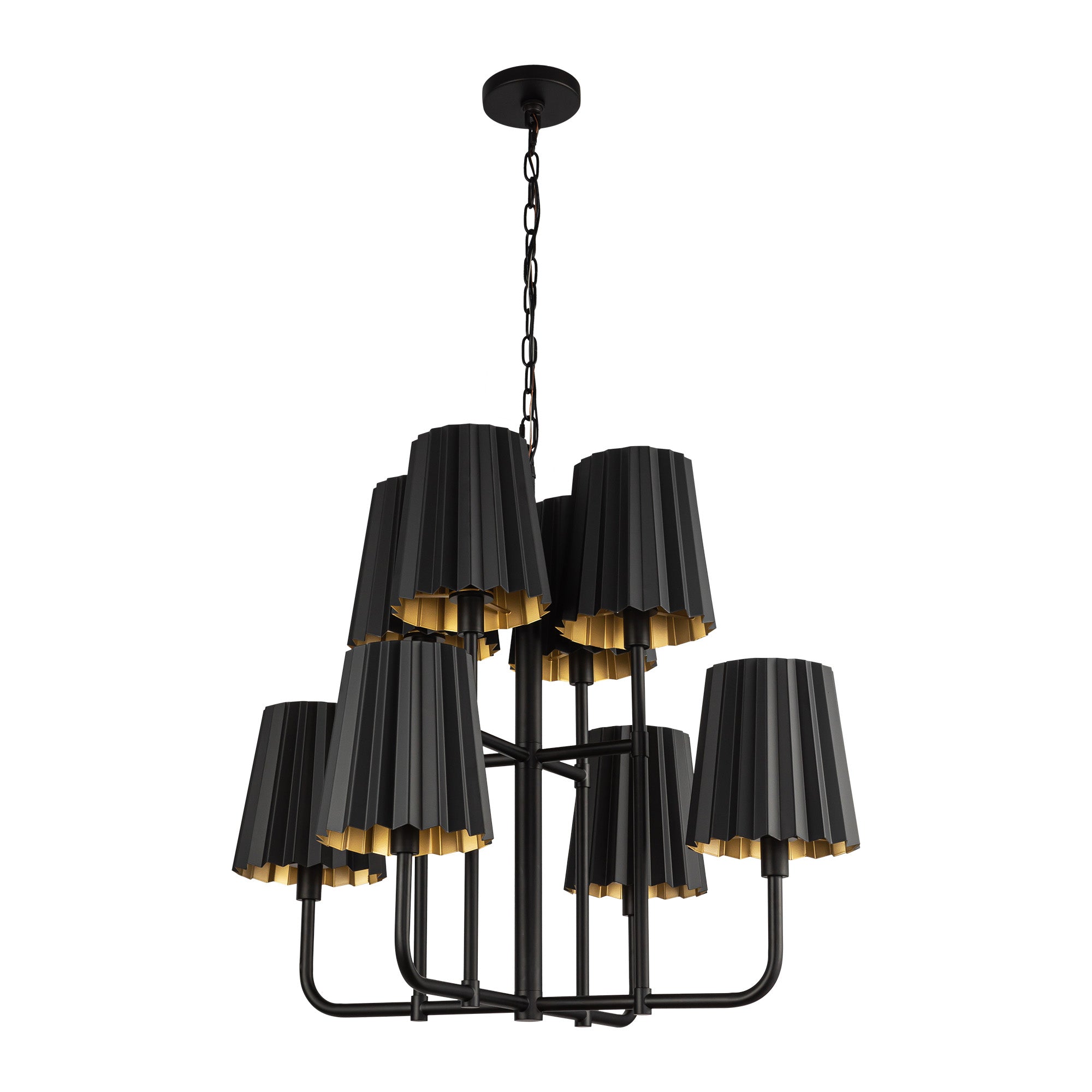 Plisse 30-in Matte Black 8 Lights Chandeliers
