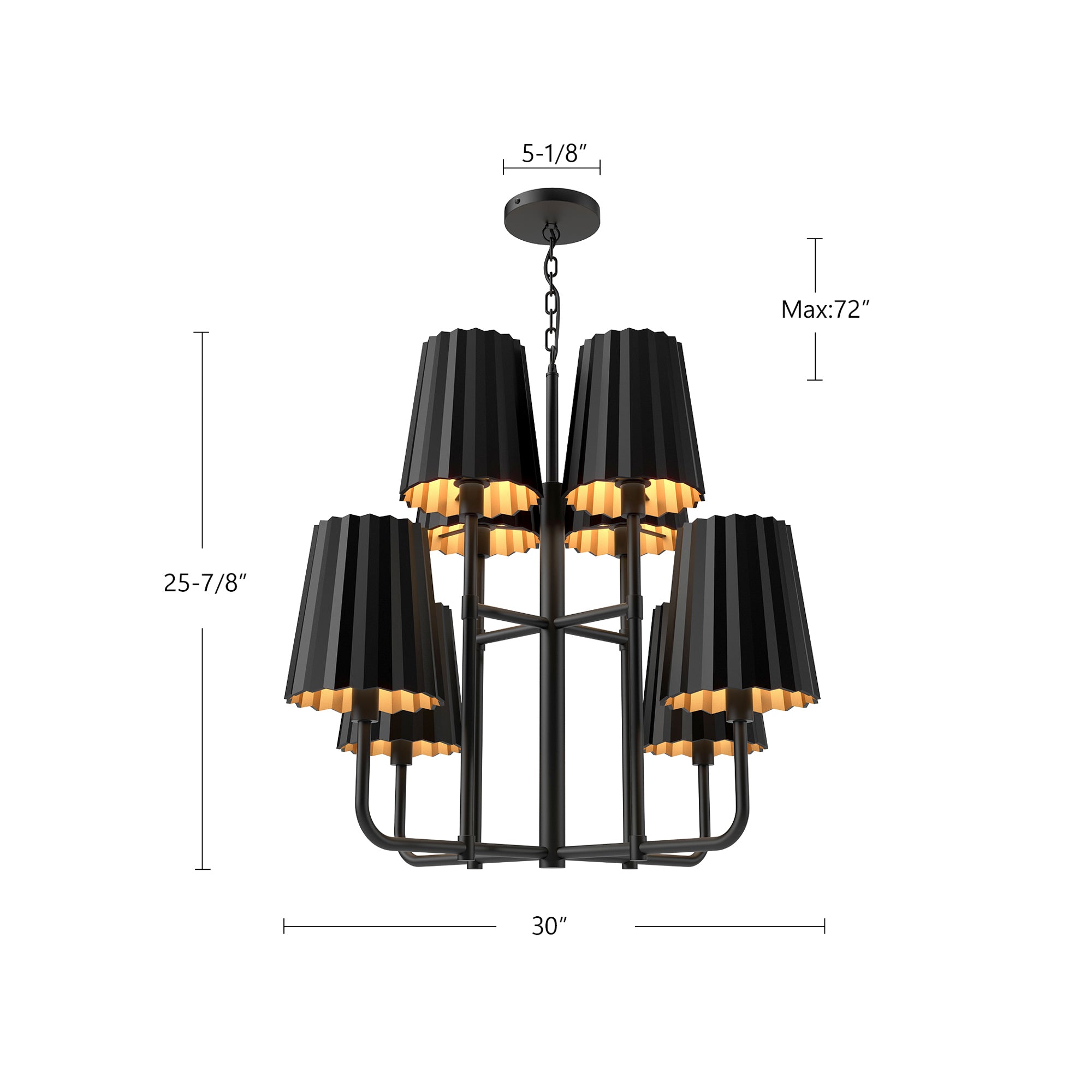 Plisse 30-in Matte Black 8 Lights Chandeliers