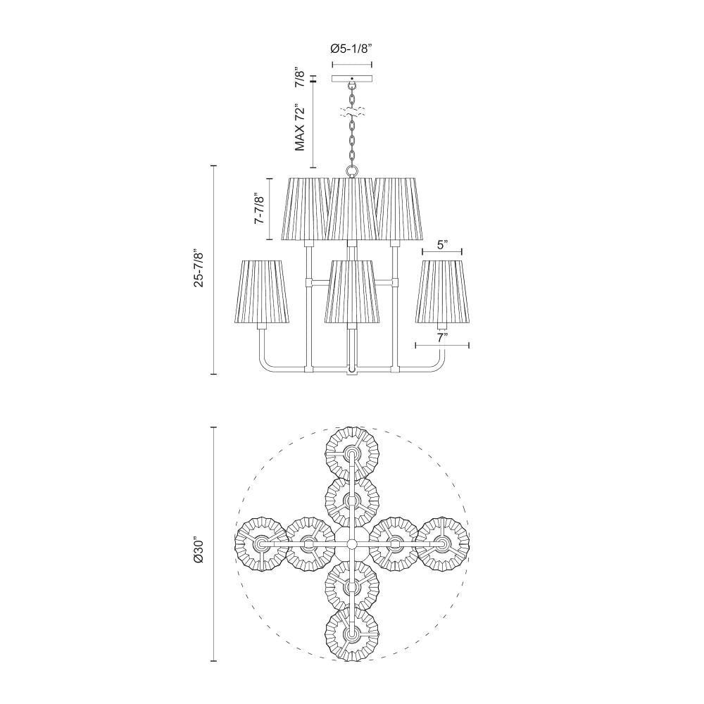 Alora Lighting PLISSE CH528830MB Chandelier - Matte Black