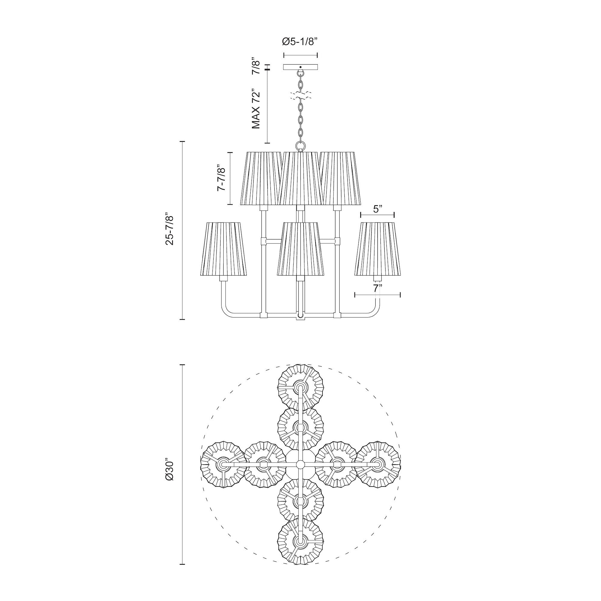 Plisse 30-in Matte Black 8 Lights Chandeliers