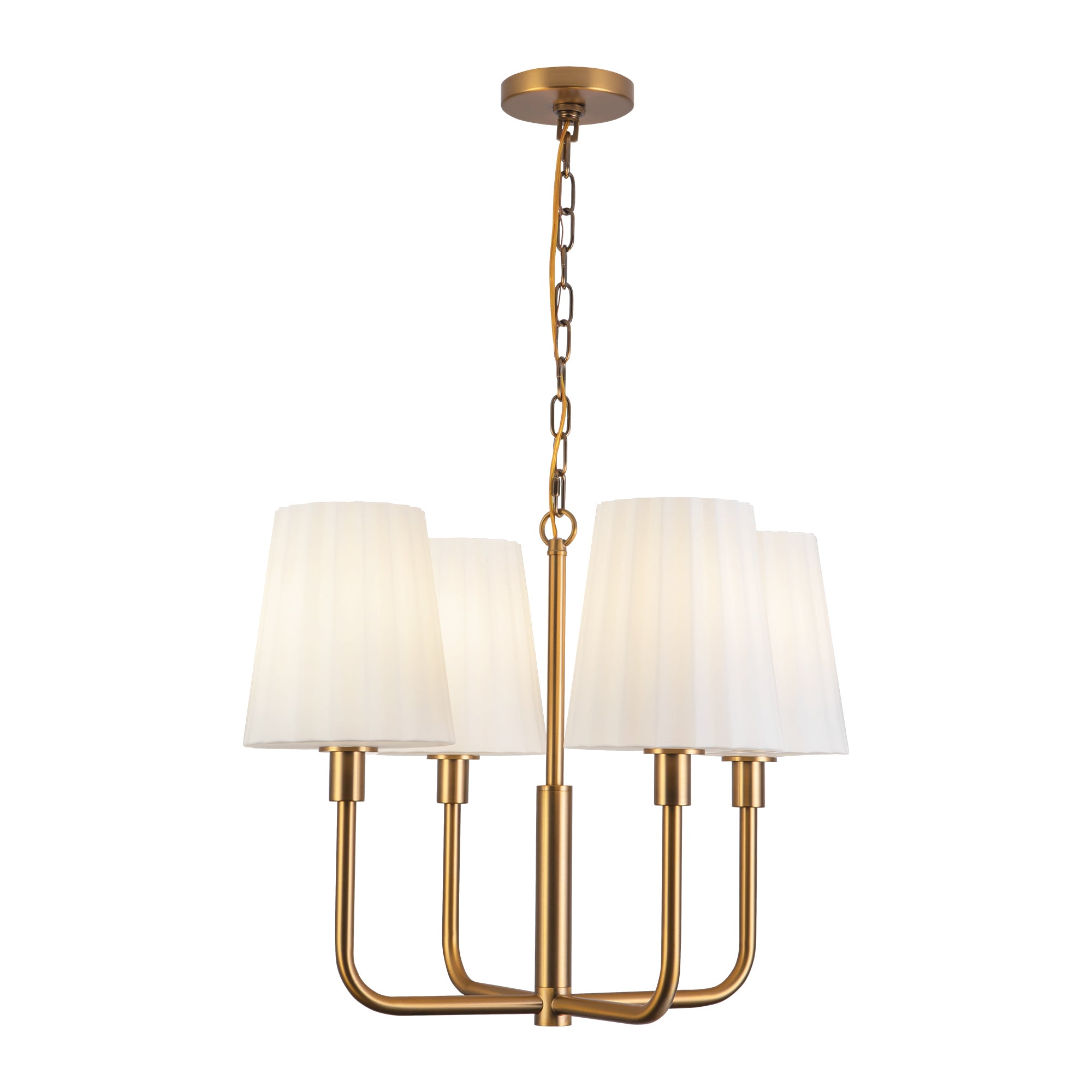 Plisse 23-in Aged Gold/Opal Matte Glass 4 Lights Chandeliers