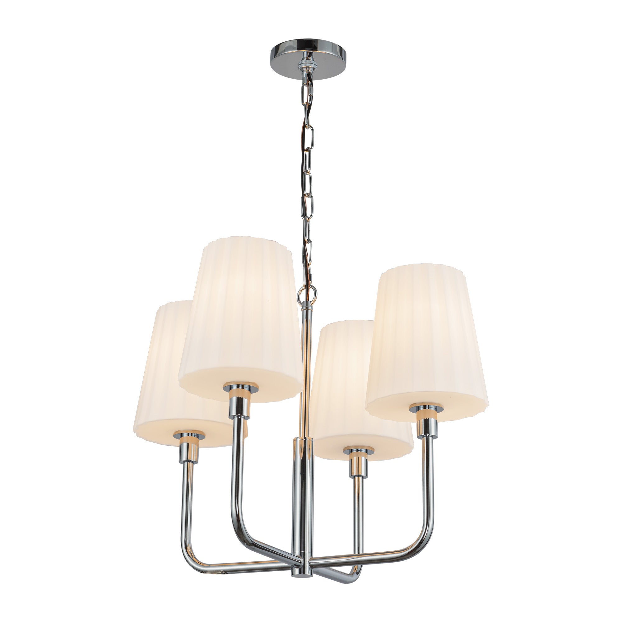 Plisse 23-in Chrome/Opal Matte Glass 4 Lights Chandeliers