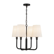 Plisse 23-in Matte Black/Opal Matte Glass 4 Lights Chandeliers