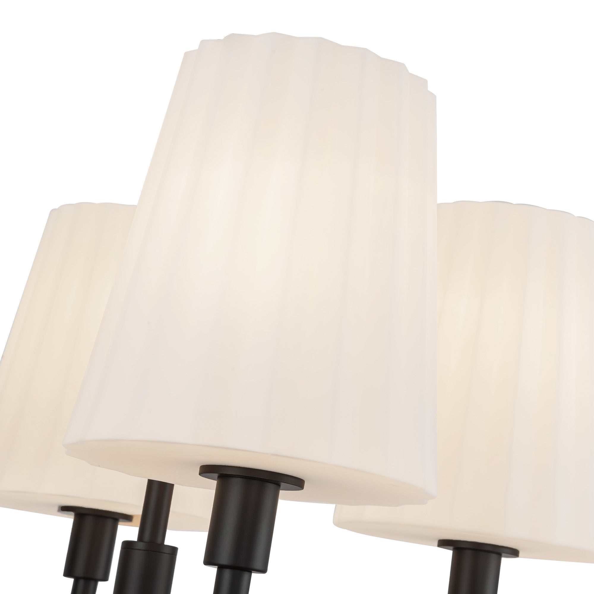 Plisse 23-in Matte Black/Opal Matte Glass 4 Lights Chandeliers