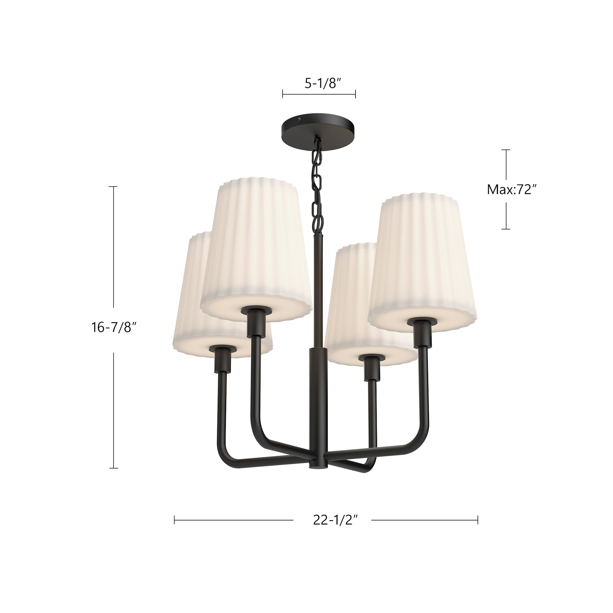 Plisse 23-in Aged Gold/Opal Matte Glass 4 Lights Chandeliers