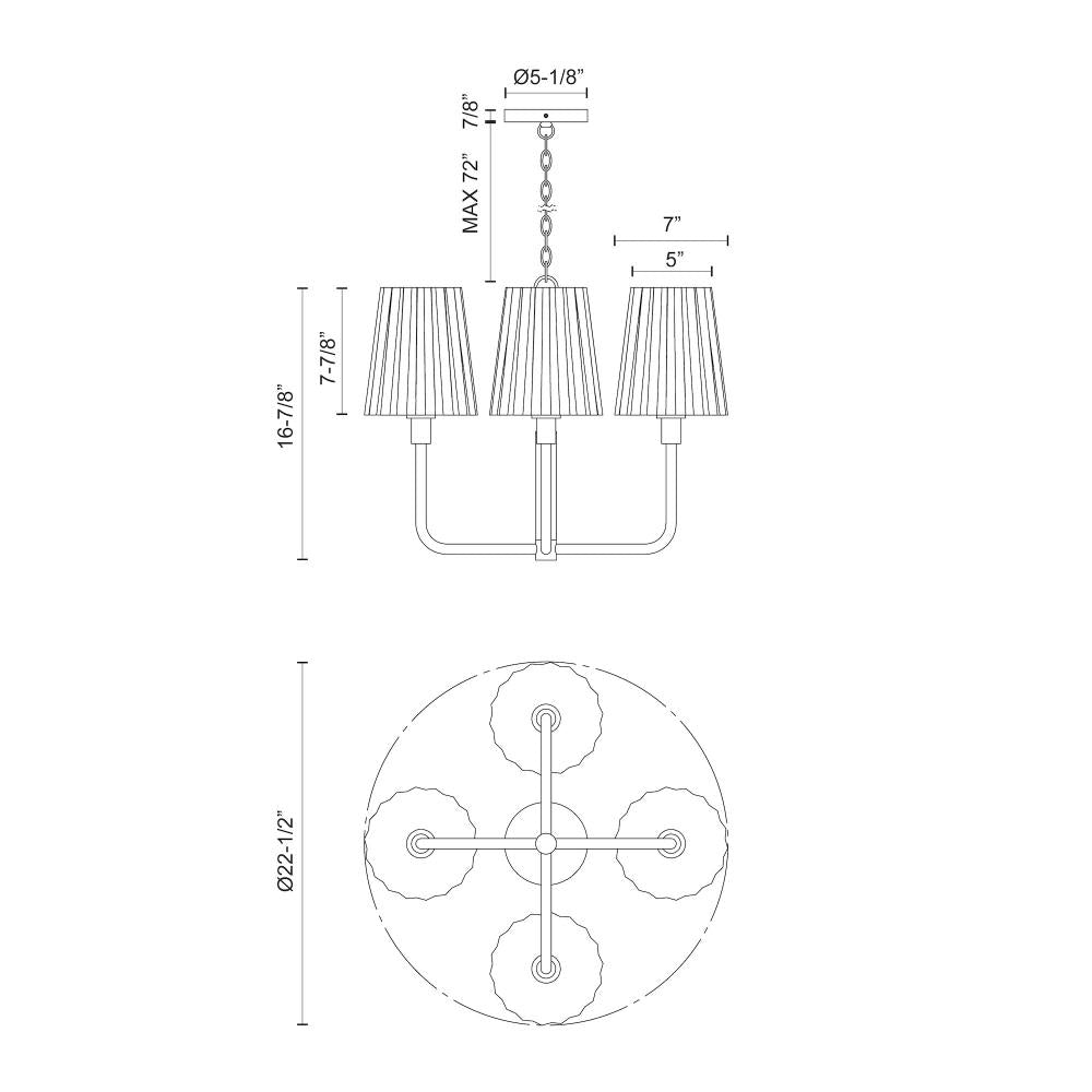 Alora Lighting PLISSE CH628423CHOP Chandelier - Chrome