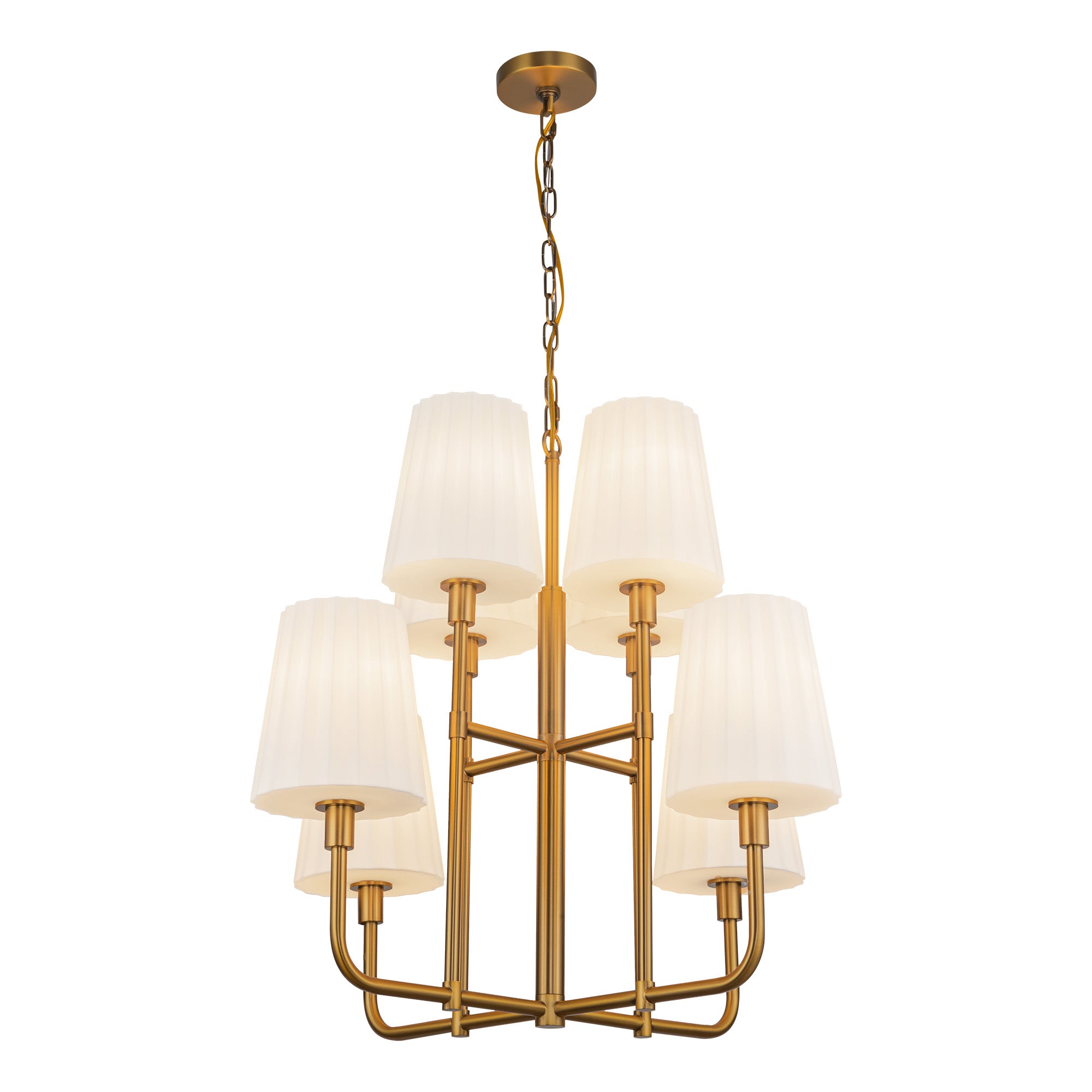 Plisse 30-in Aged Gold/Opal Matte Glass 8 Lights Chandeliers