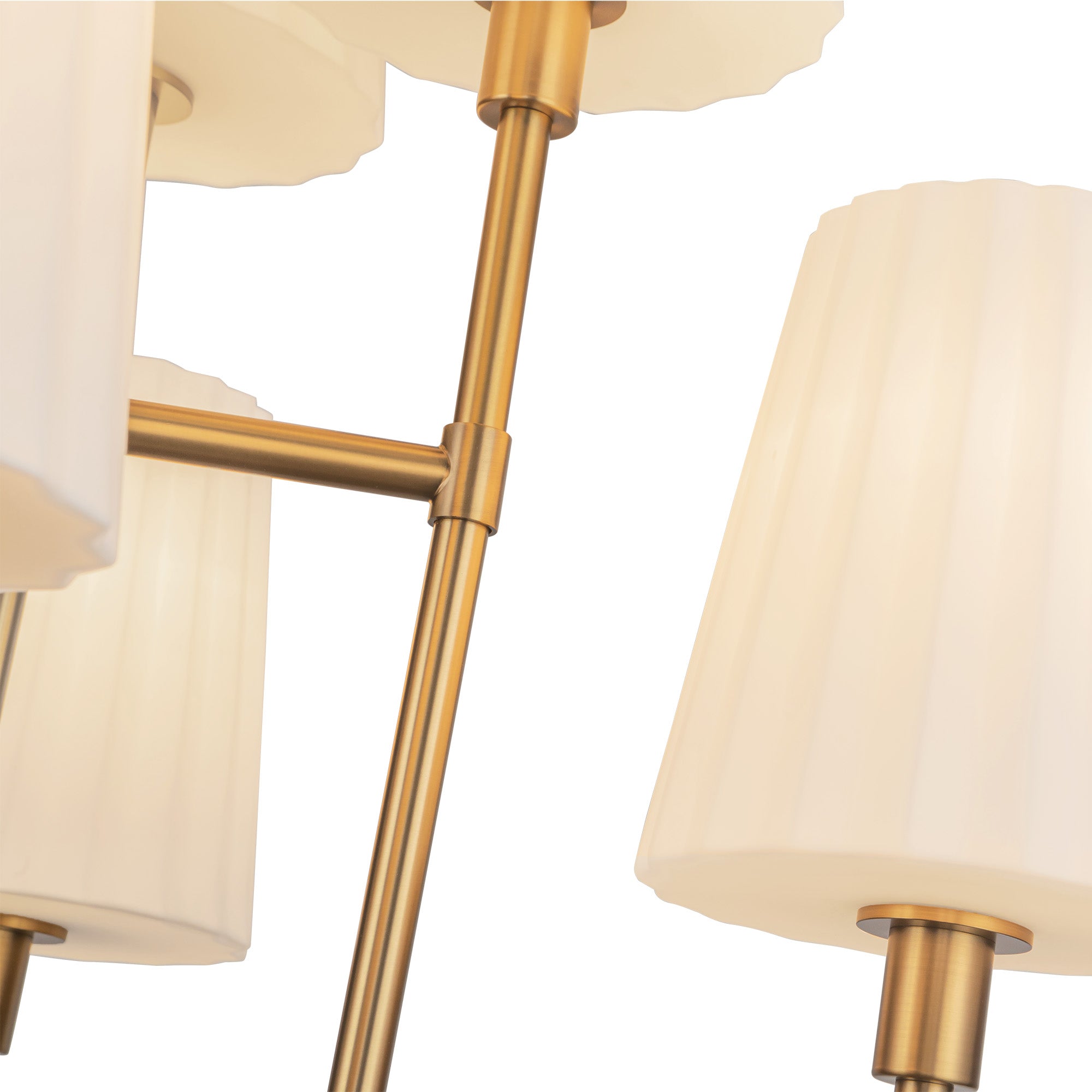 Plisse 30-in Aged Gold/Opal Matte Glass 8 Lights Chandeliers
