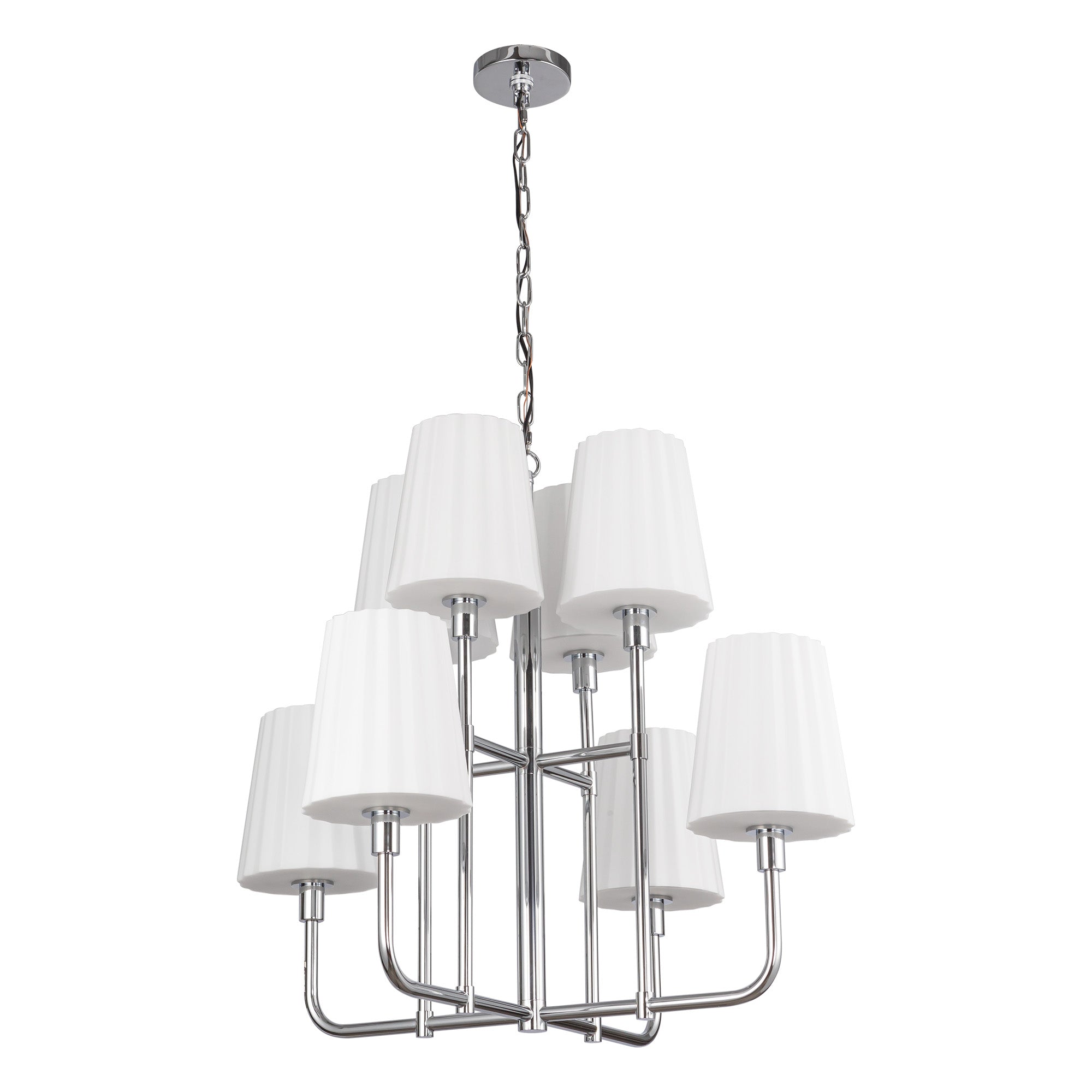 Plisse 30-in Chrome/Opal Matte Glass 8 Lights Chandeliers
