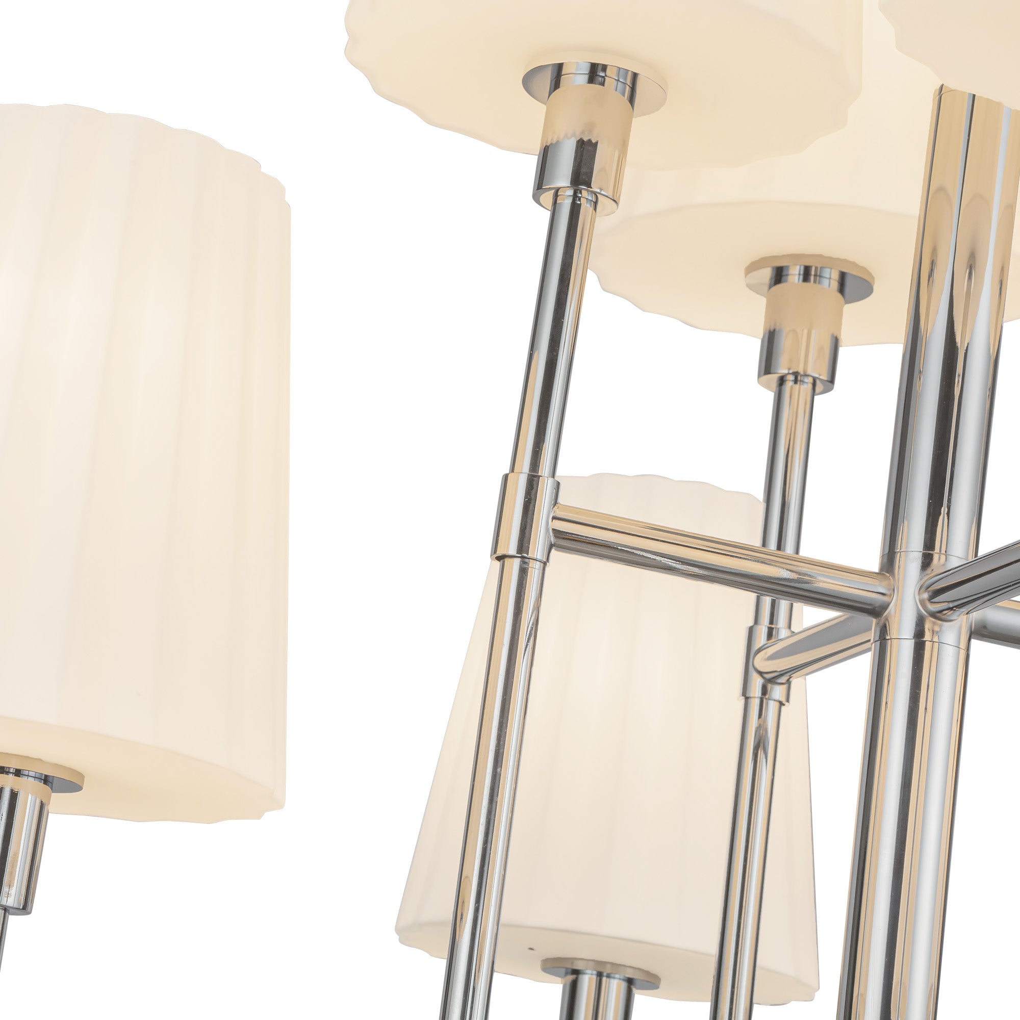 Plisse 30-in Chrome/Opal Matte Glass 8 Lights Chandeliers