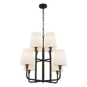 Plisse 30-in Matte Black/Opal Matte Glass 8 Lights Chandeliers