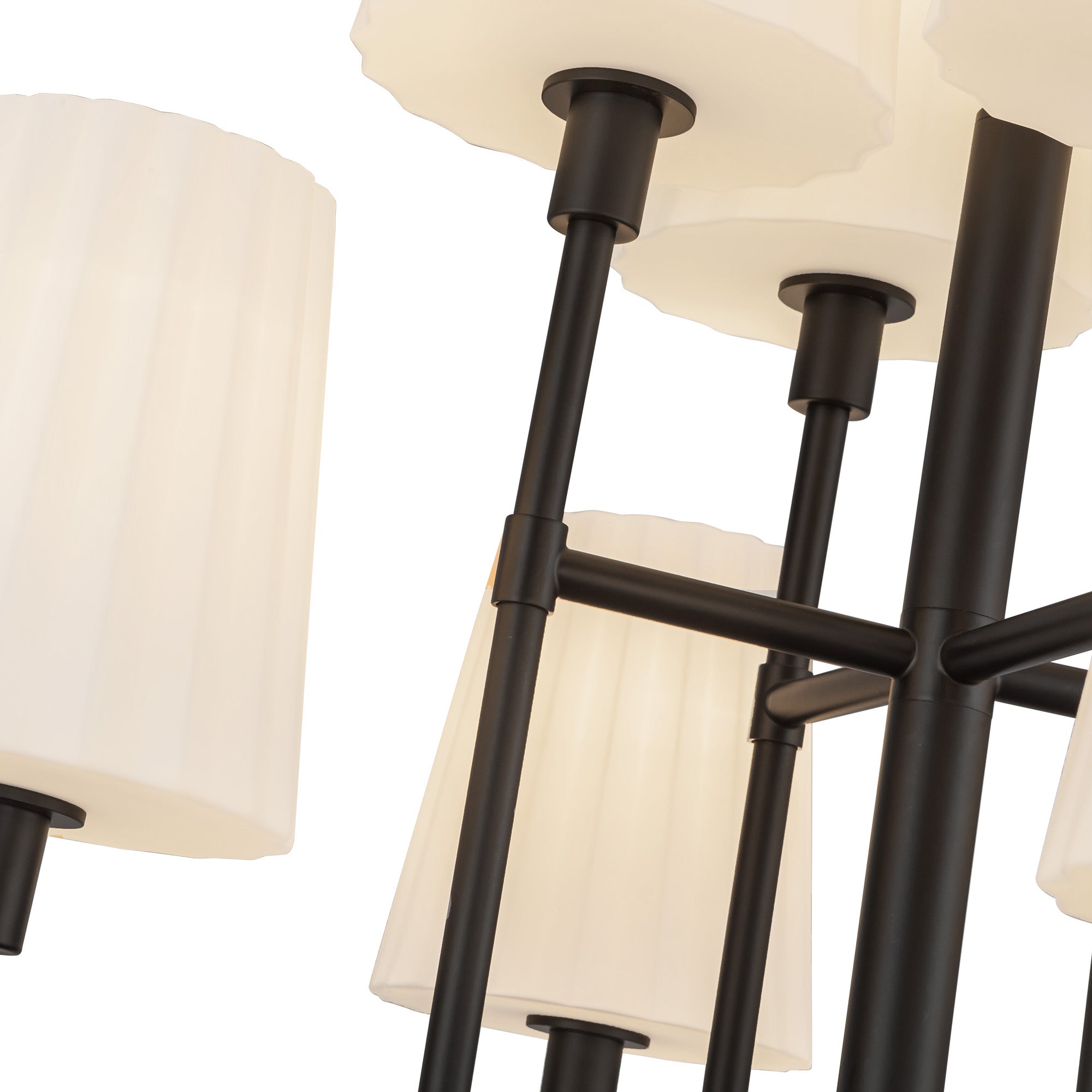 Plisse 30-in Matte Black/Opal Matte Glass 8 Lights Chandeliers