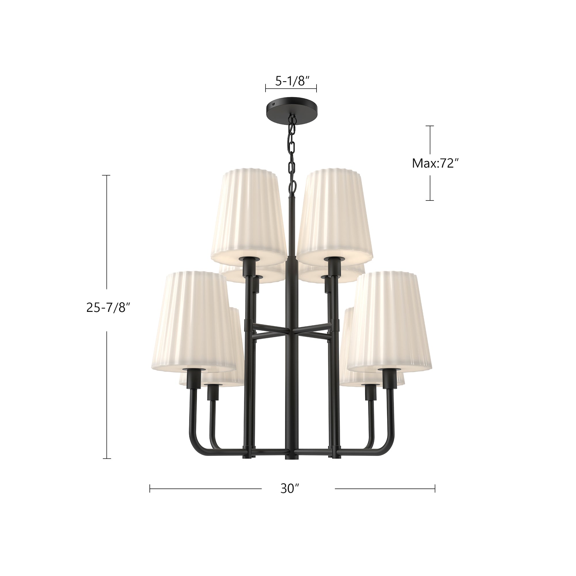 Plisse 30-in Chrome/Opal Matte Glass 8 Lights Chandeliers