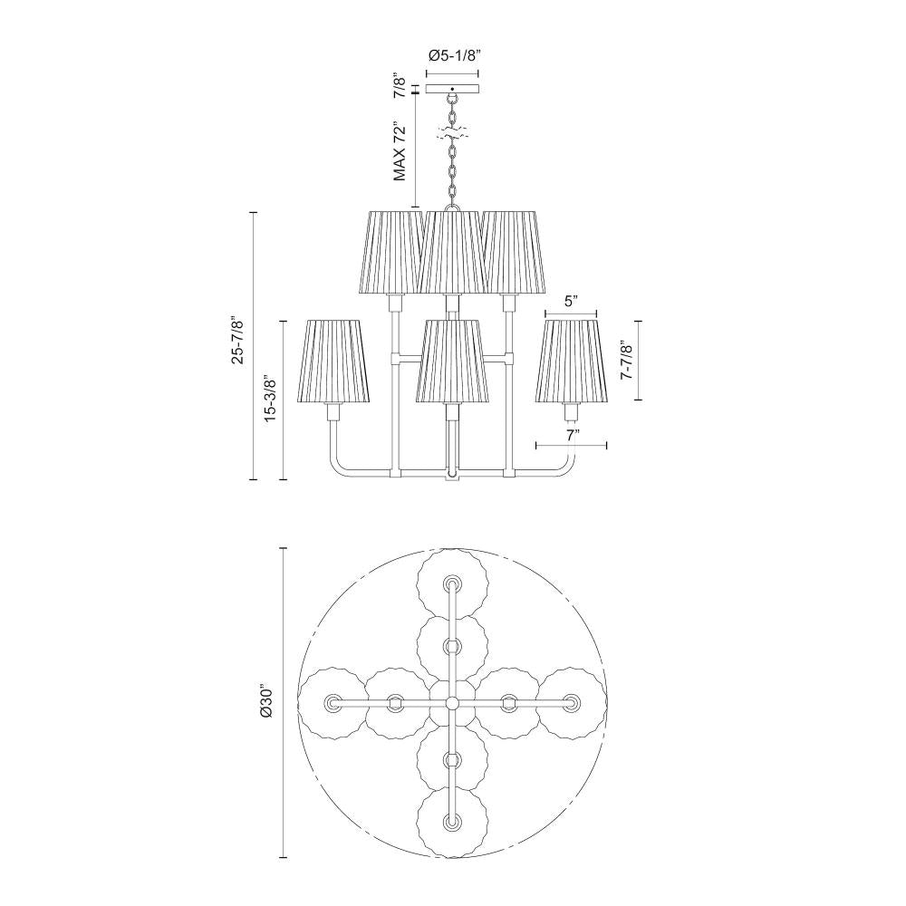 Alora Lighting PLISSE CH628830CHOP Chandelier - Chrome