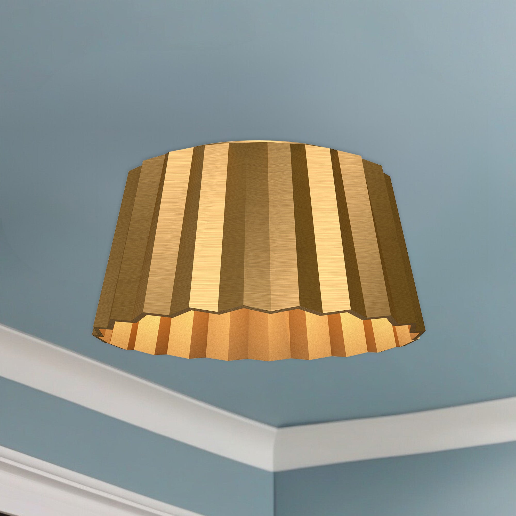 Plisse 14-in Aged Gold 2 Lights Flush Mount