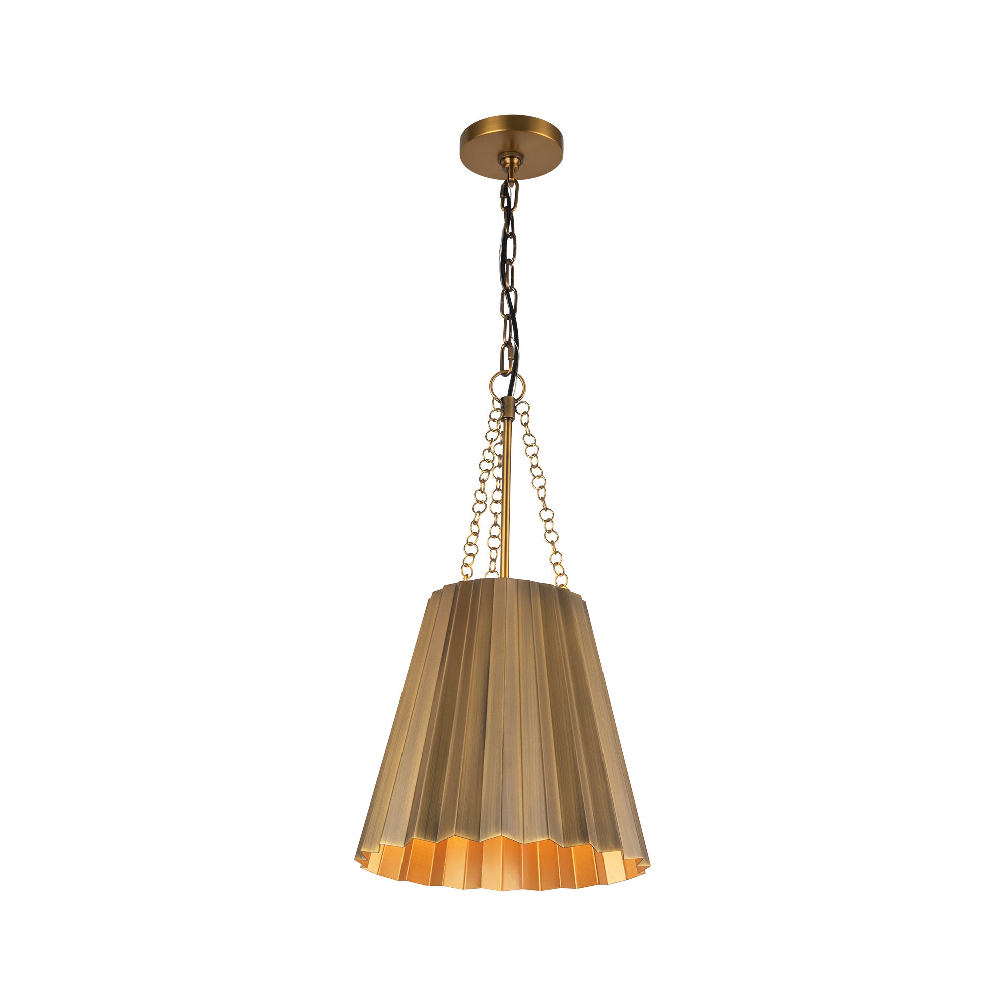 Plisse 12-in Aged Gold 1 Light Pendant