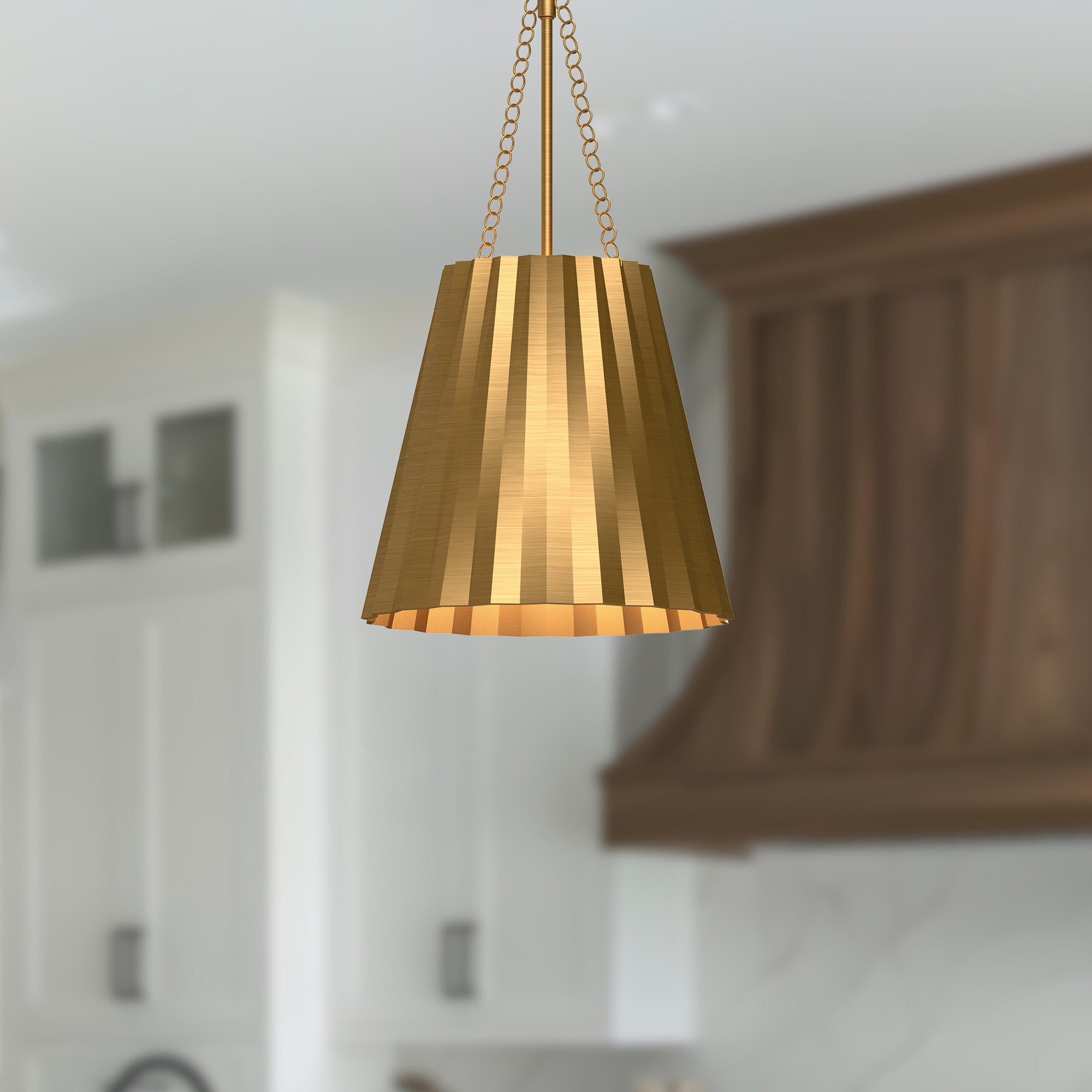 Plisse 12-in Aged Gold 1 Light Pendant