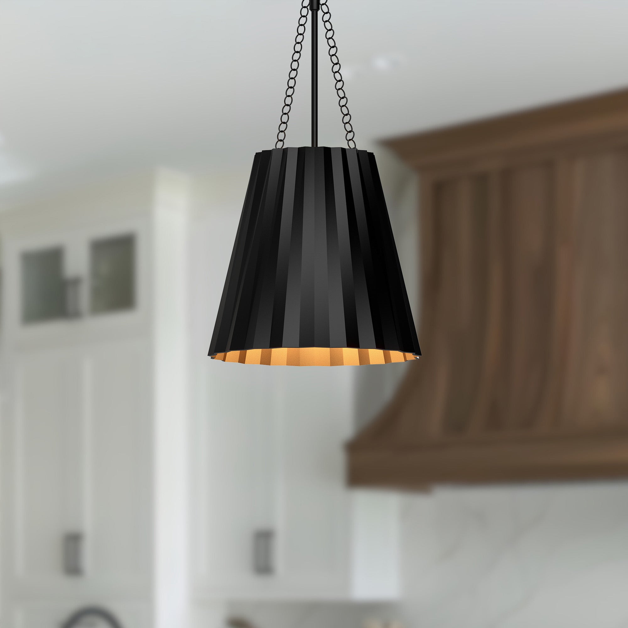 Plisse 12-in Matte Black 1 Light Pendant