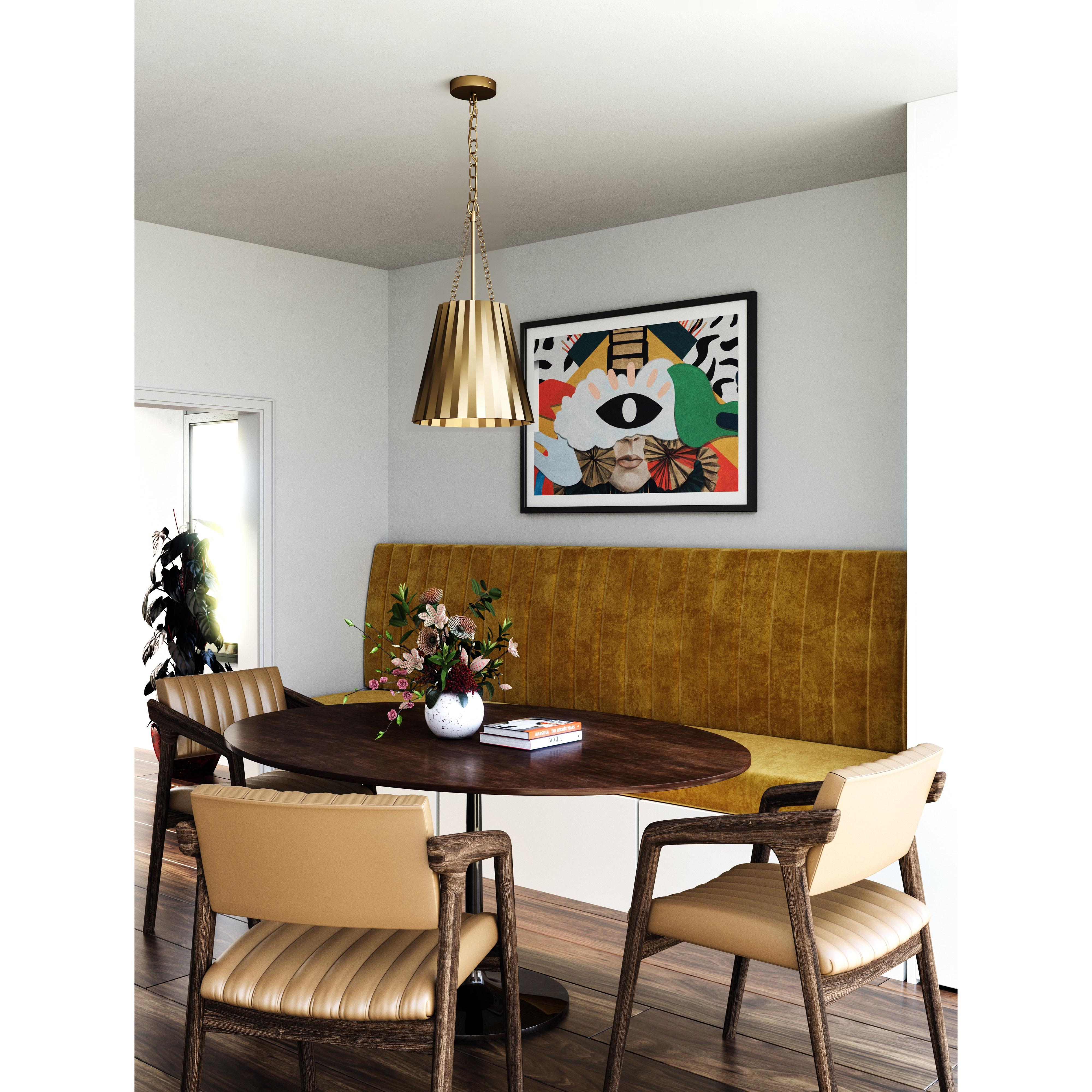 Plisse 16-in Aged Gold 1 Light Pendant